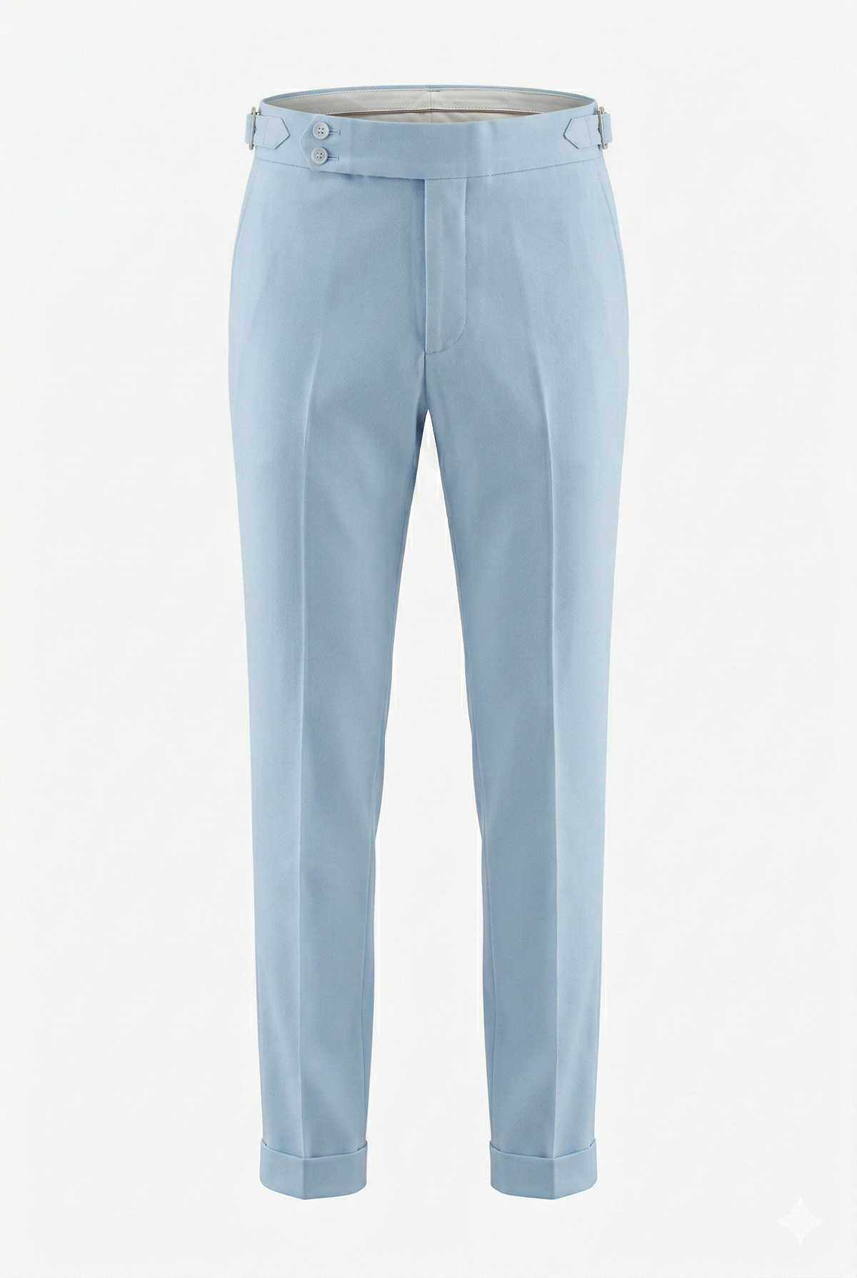 Light Blue Classic Pants with Side Buckle
