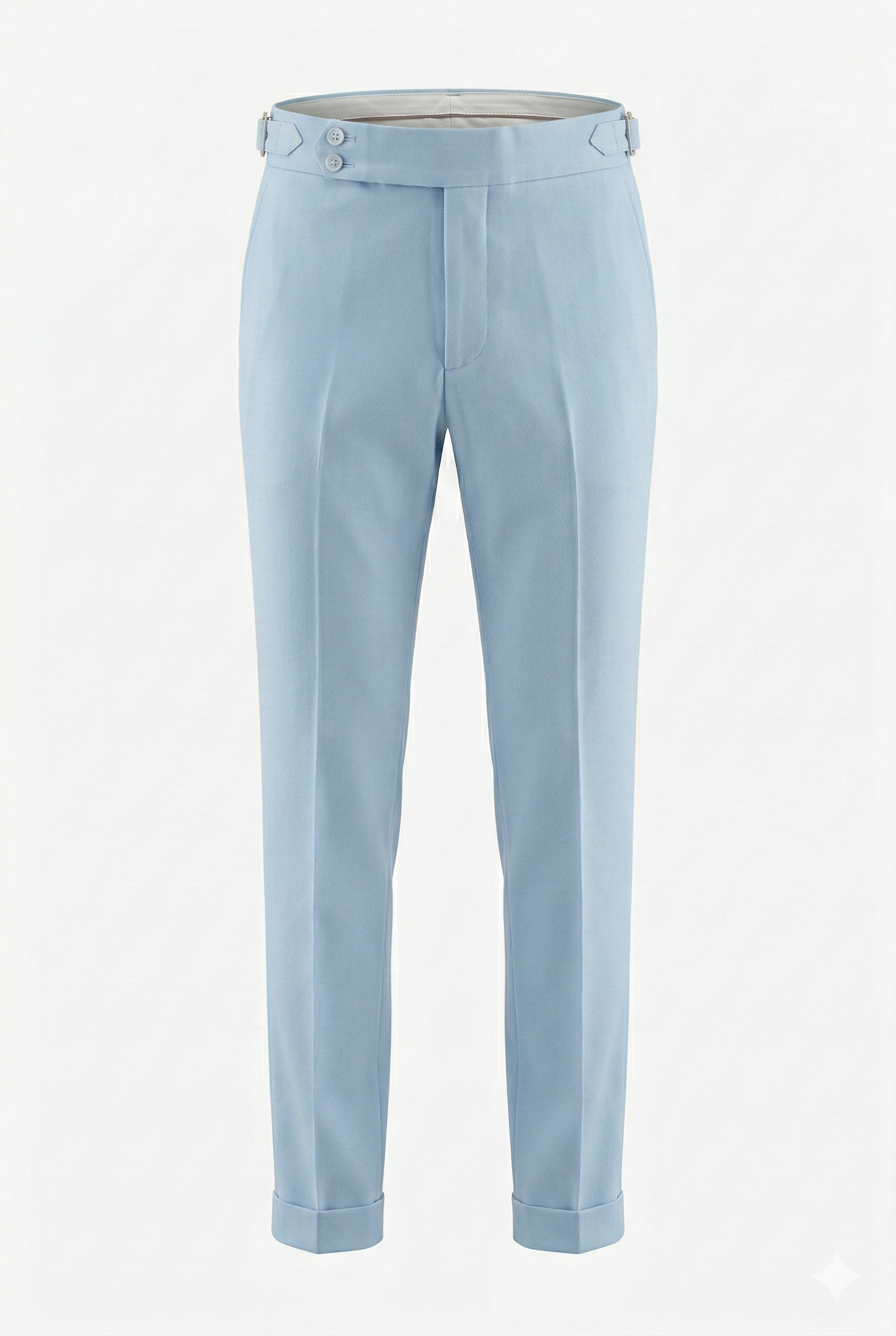 Light Blue Classic Pants with Side Buckle