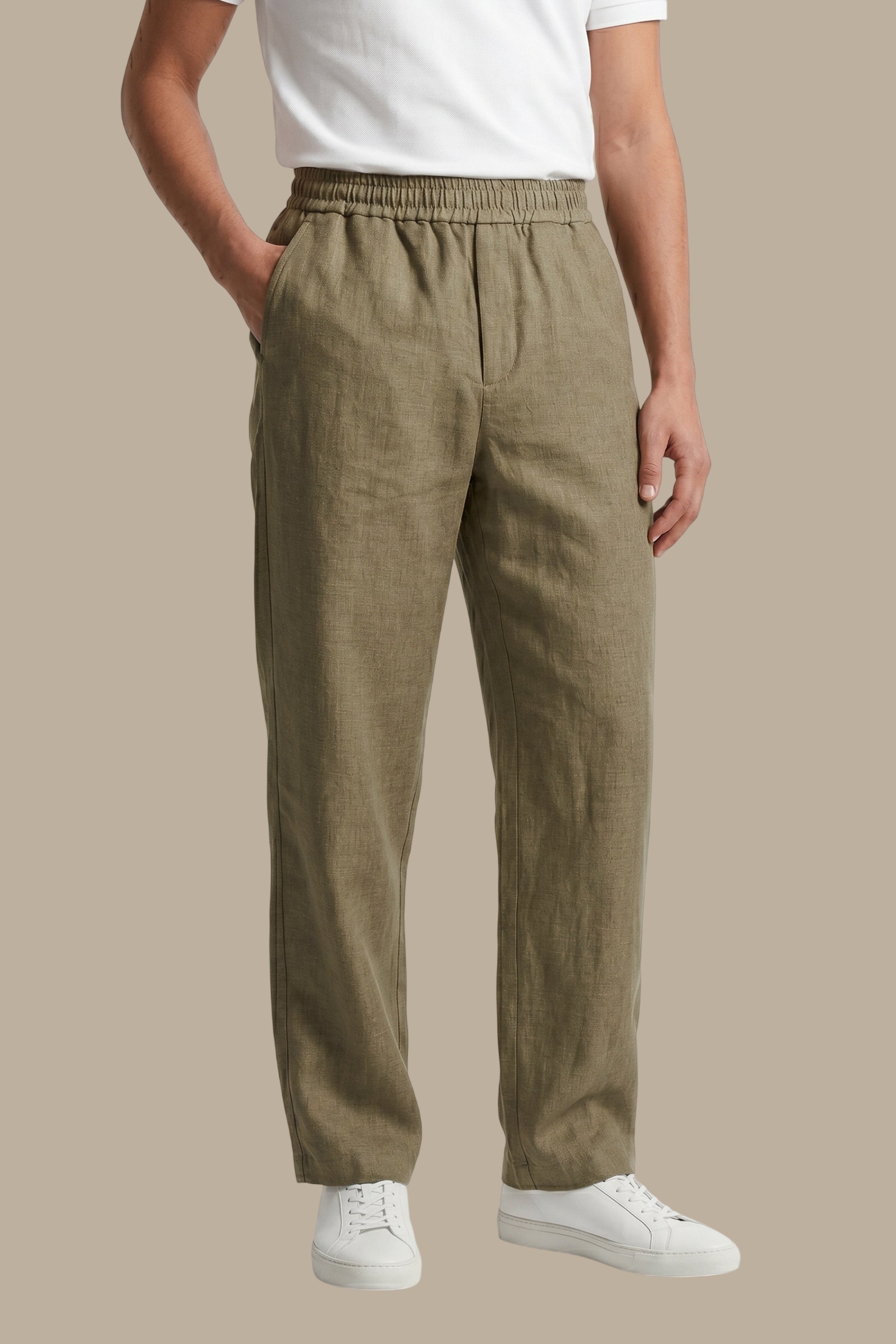 Pant Linen Baggy Fil-à-Fil – Olive