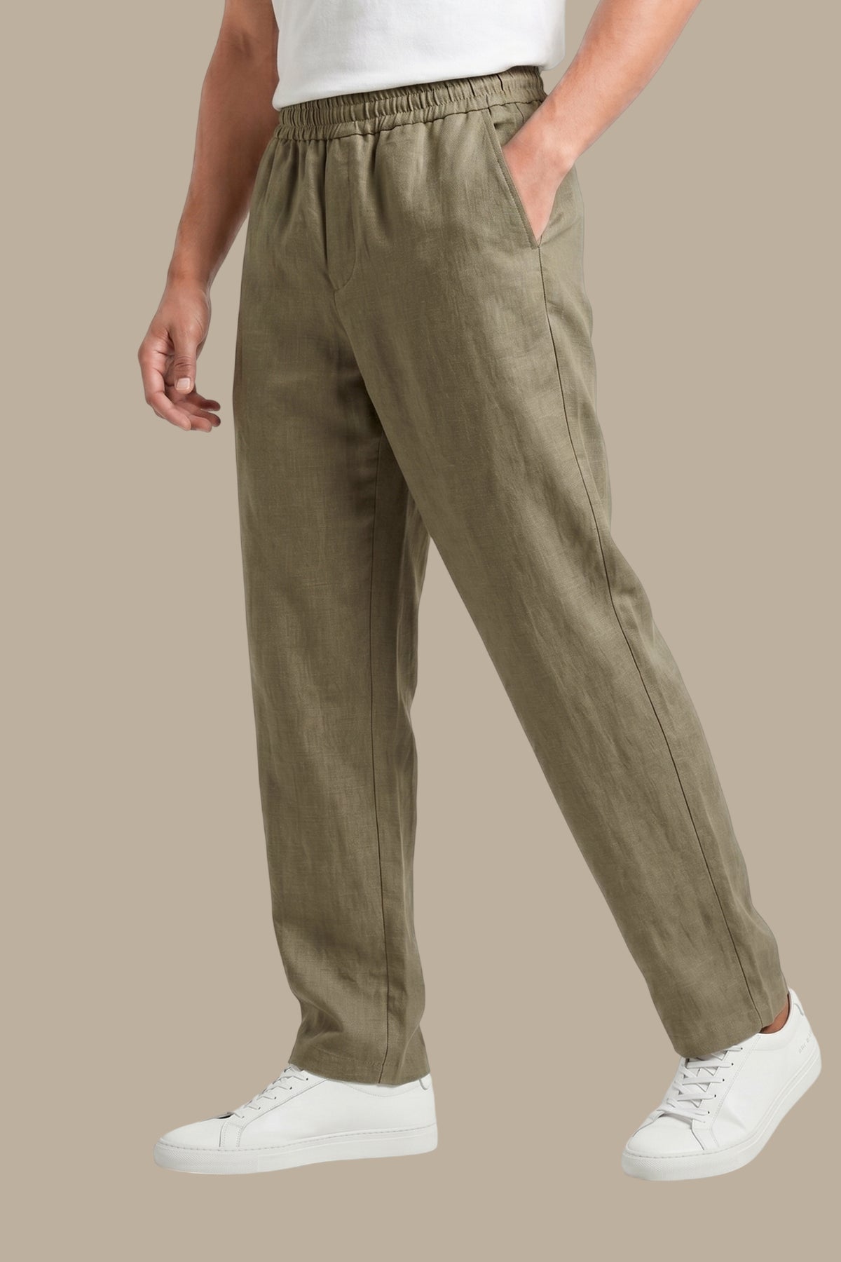 Pant Linen Baggy Fil-à-Fil – Olive