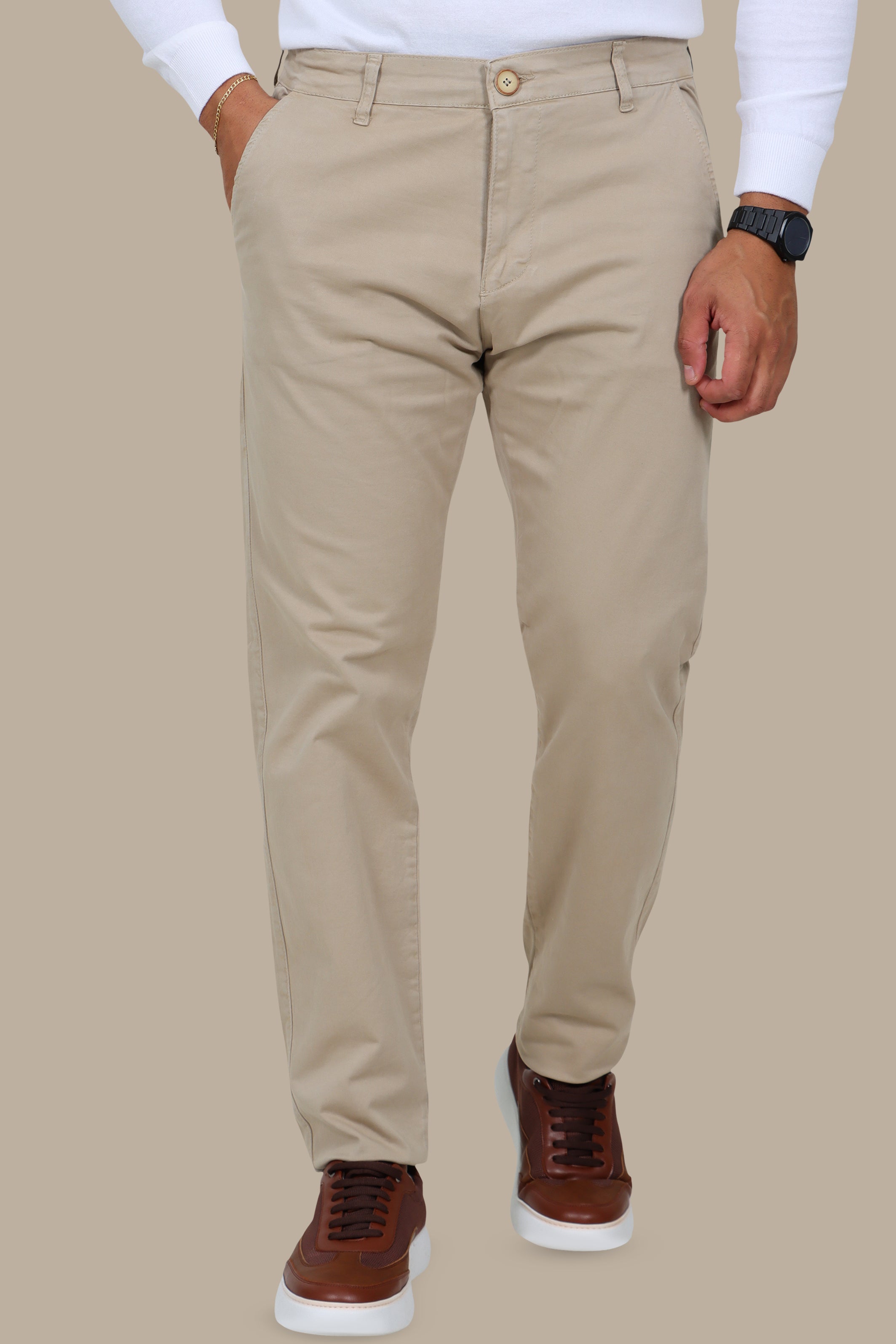 Light Beige Regular-Fit Chino (Big Size)