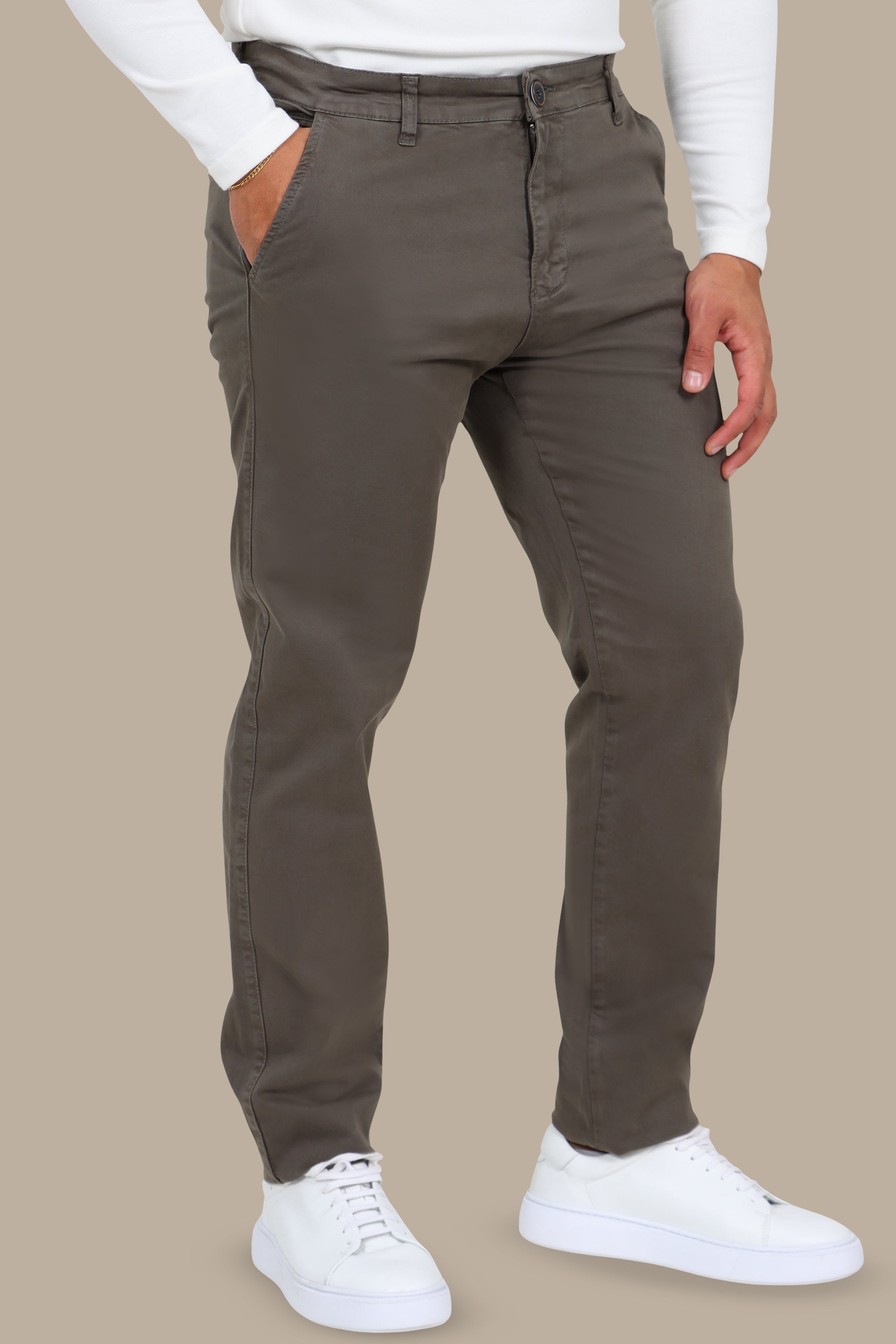 Regular Fit Chino in Khaki – Big Sizes