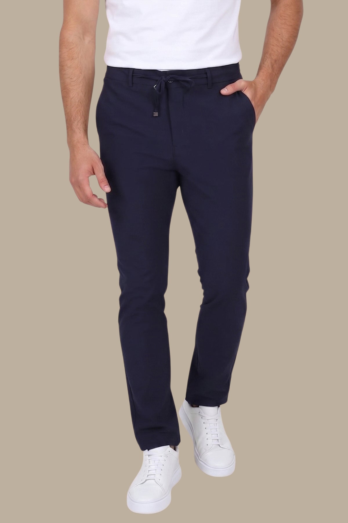 Slim Fit Elastic Waist Trousers