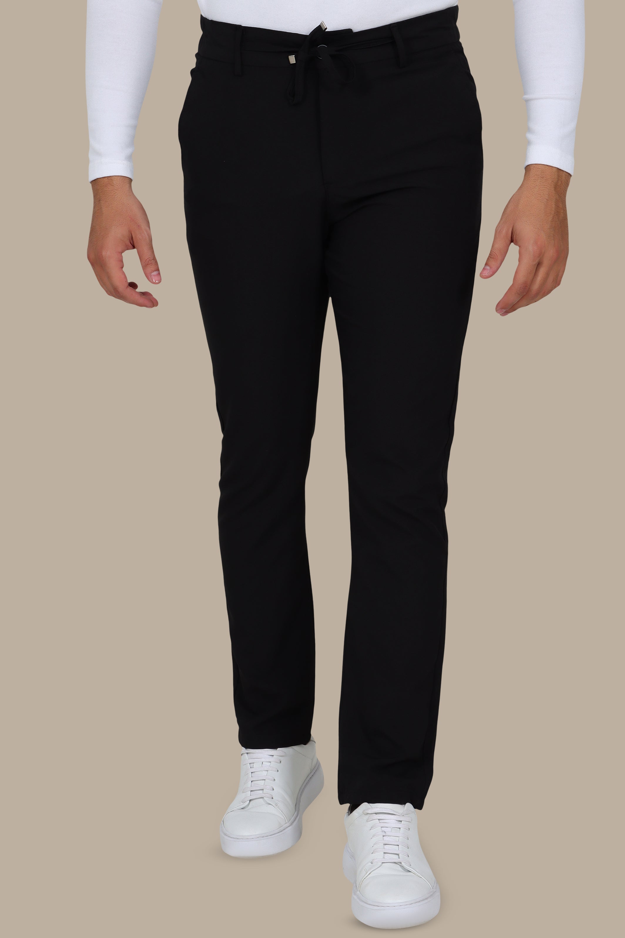 Black Slim Cidem Trousers with Elastic Waist