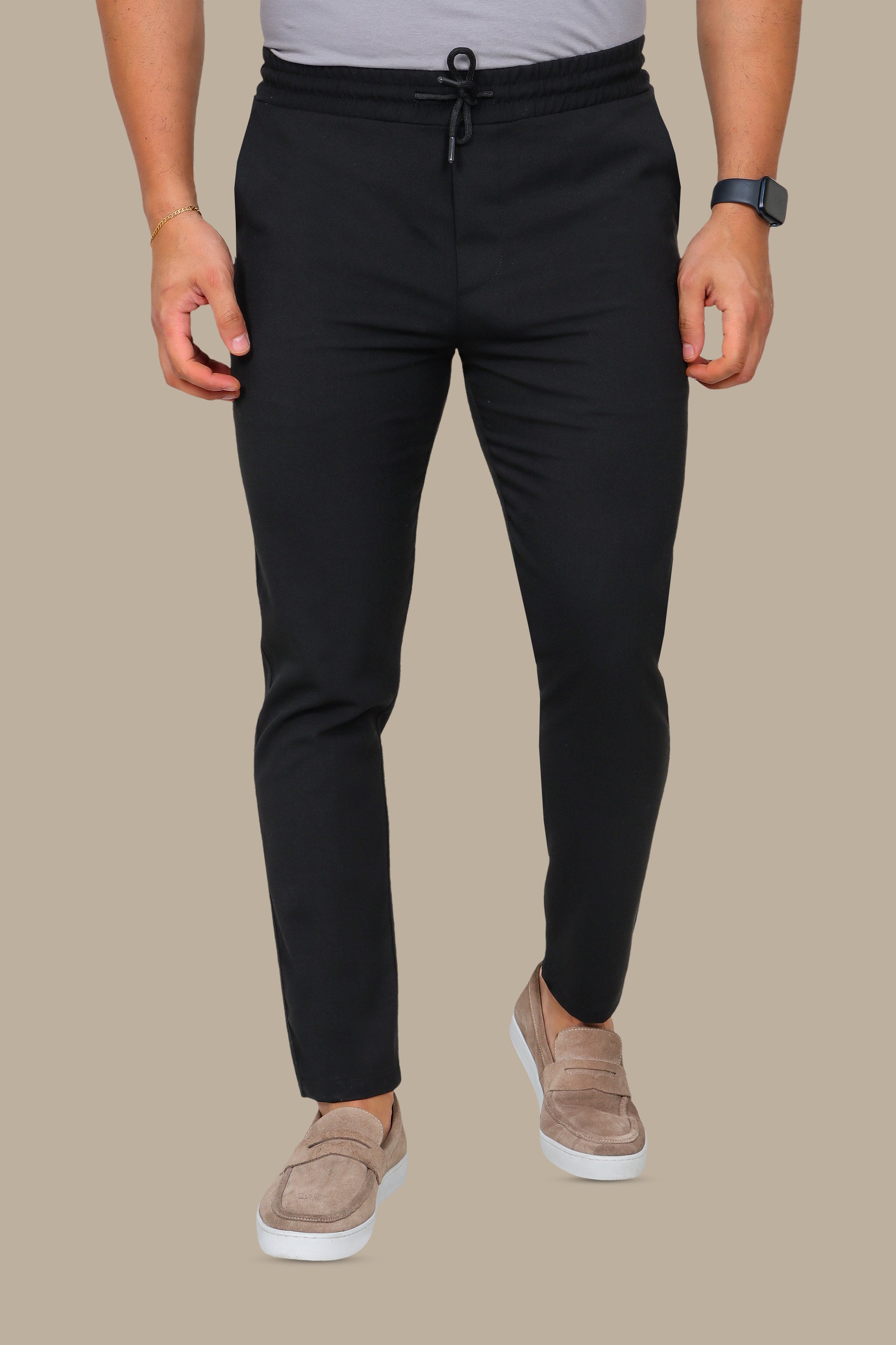 Navy Slim-Fit Jogger Pants with Elastic Waist