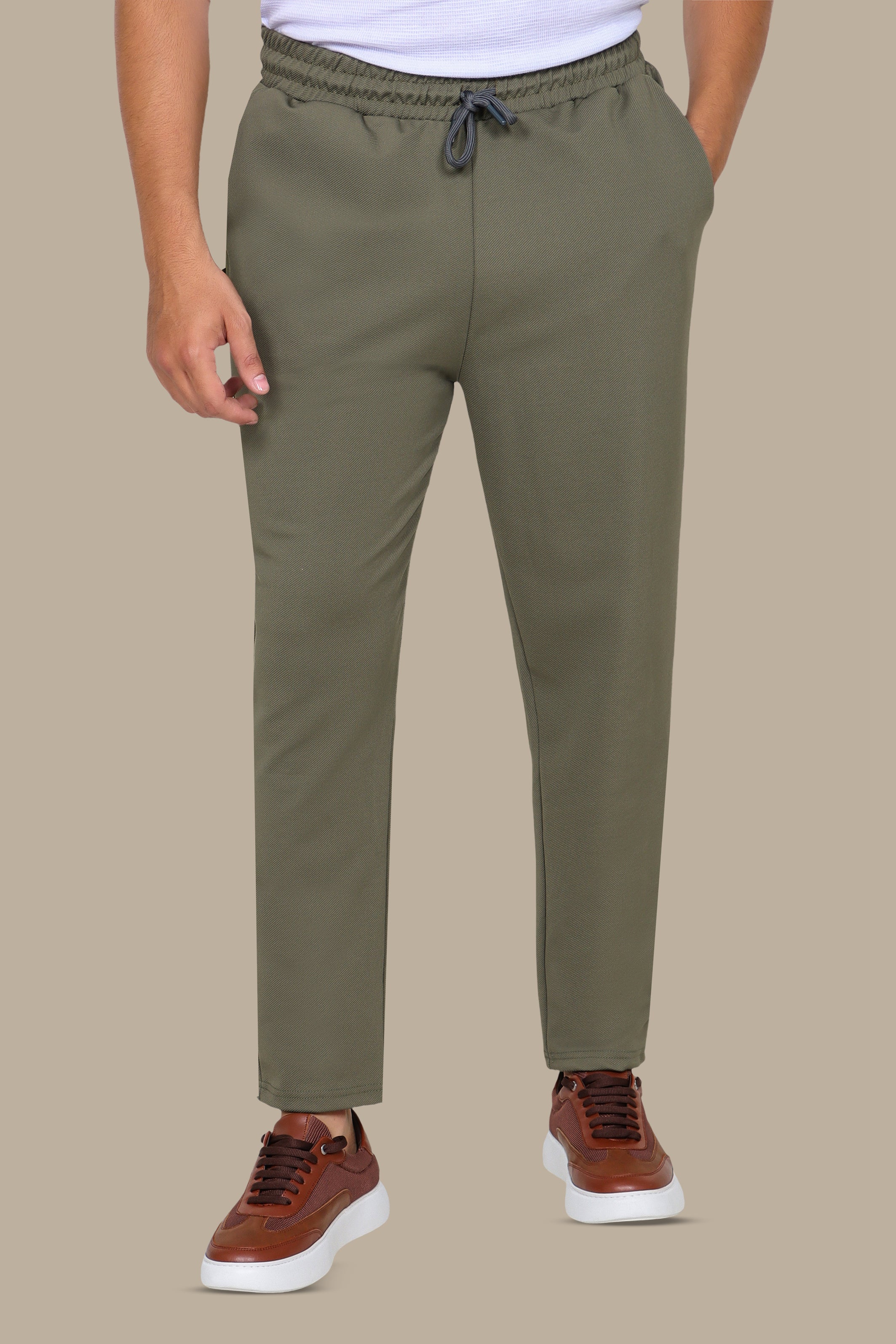 Olive Ribbed Aerobin Pants