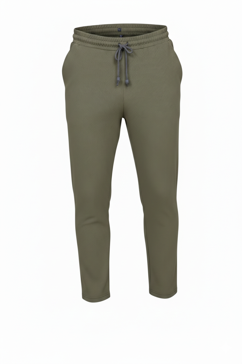 Olive Ribbed Aerobin Pants