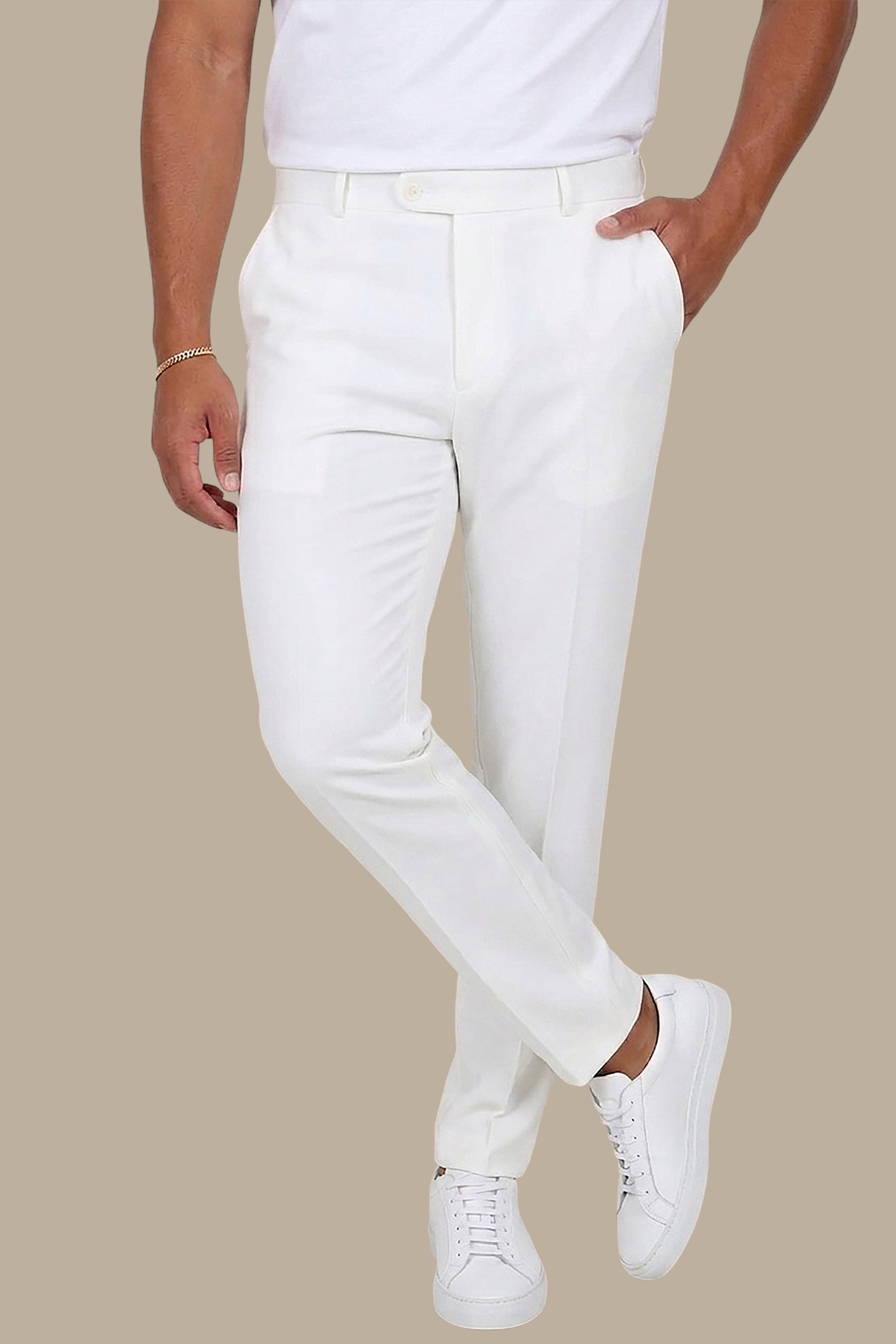 Classic Slim Fit Pants in White