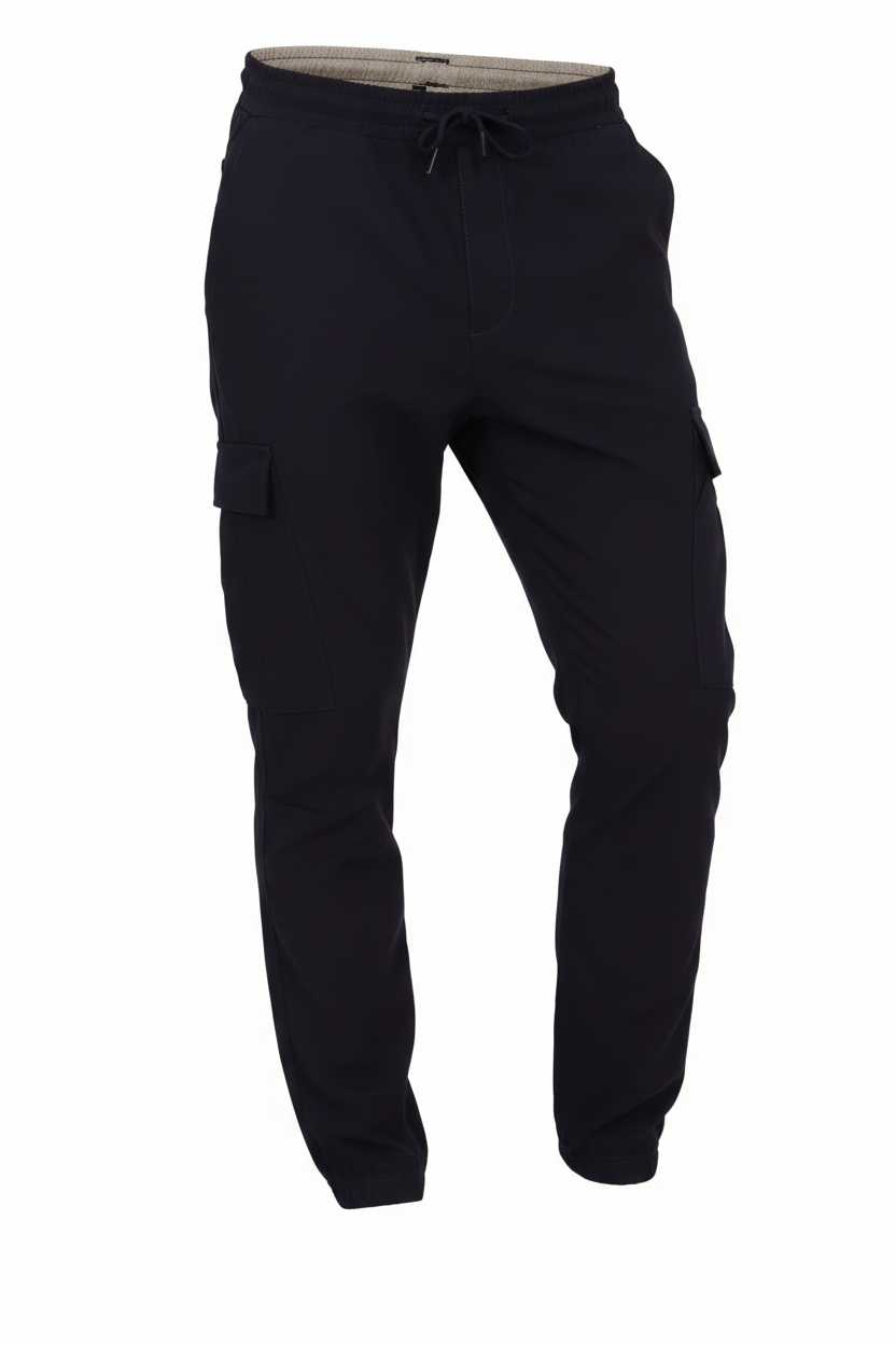 Dark Navy Slim Fit Cargo Pants in Parachute Fabric