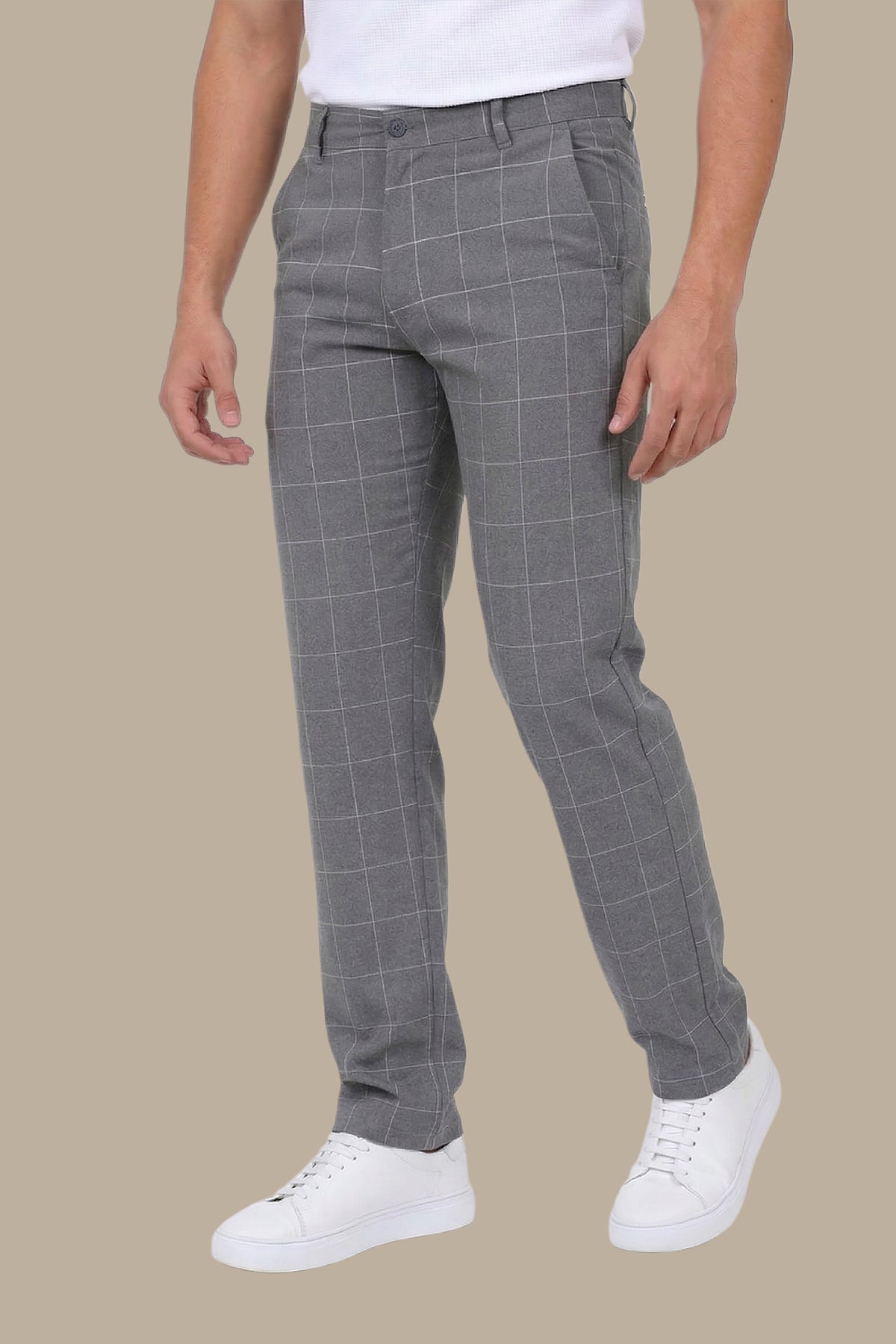 Checked Slim Fit Fashion Trousers