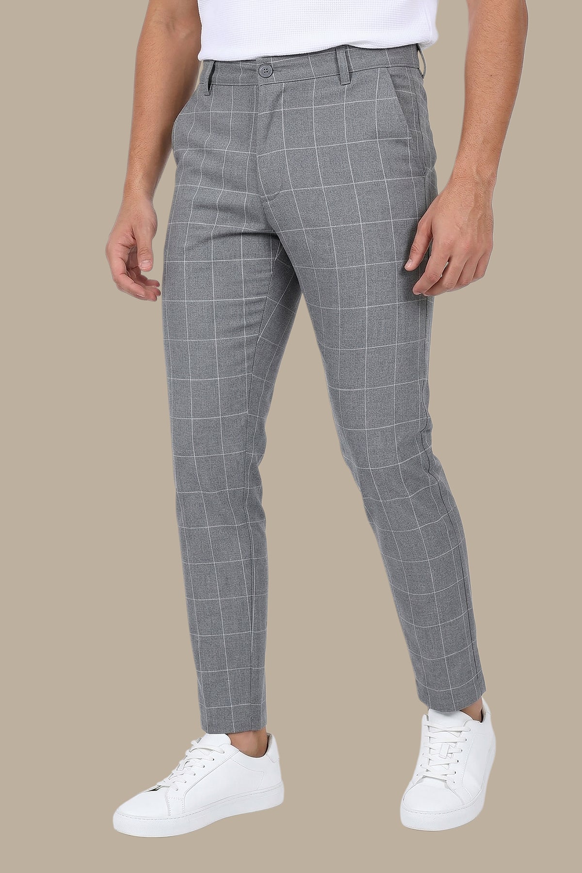 Checked Slim Fit Fashion Trousers