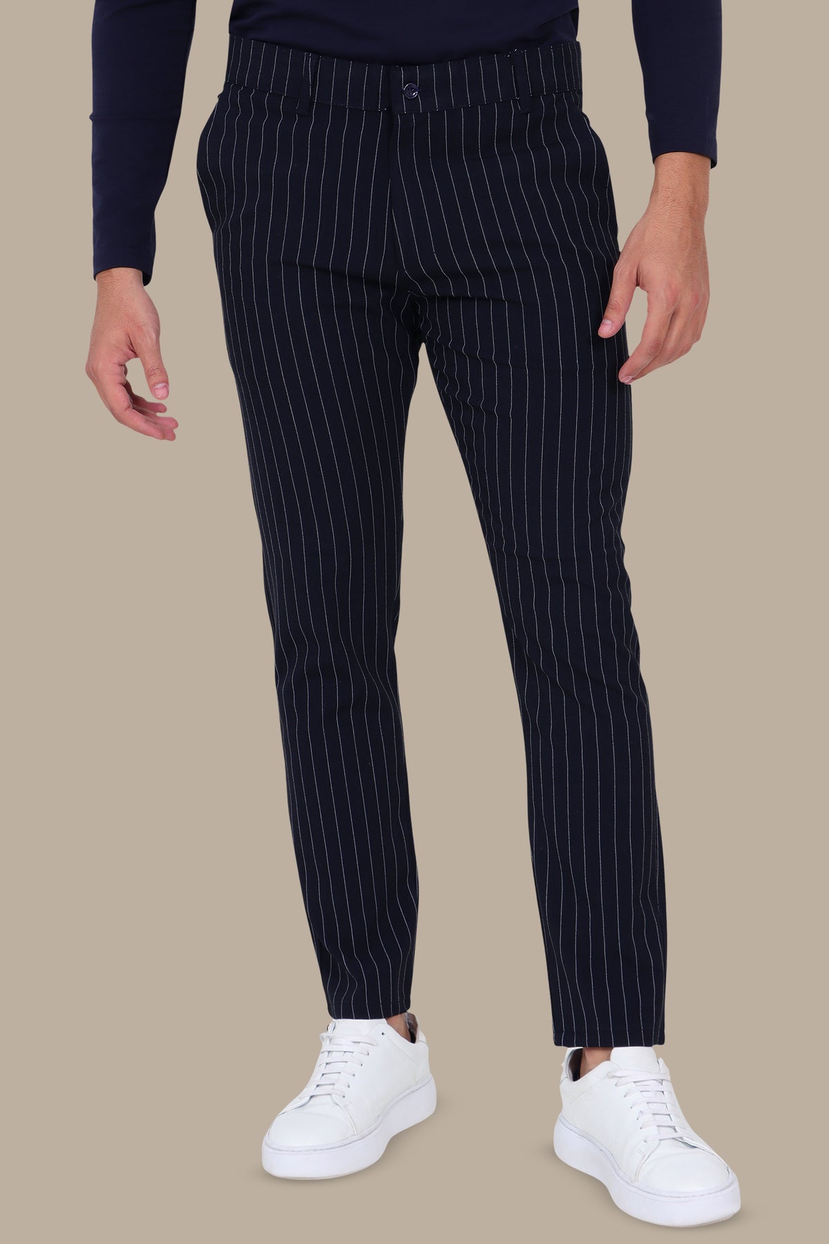 Slim Fit Striped Fashion Trousers