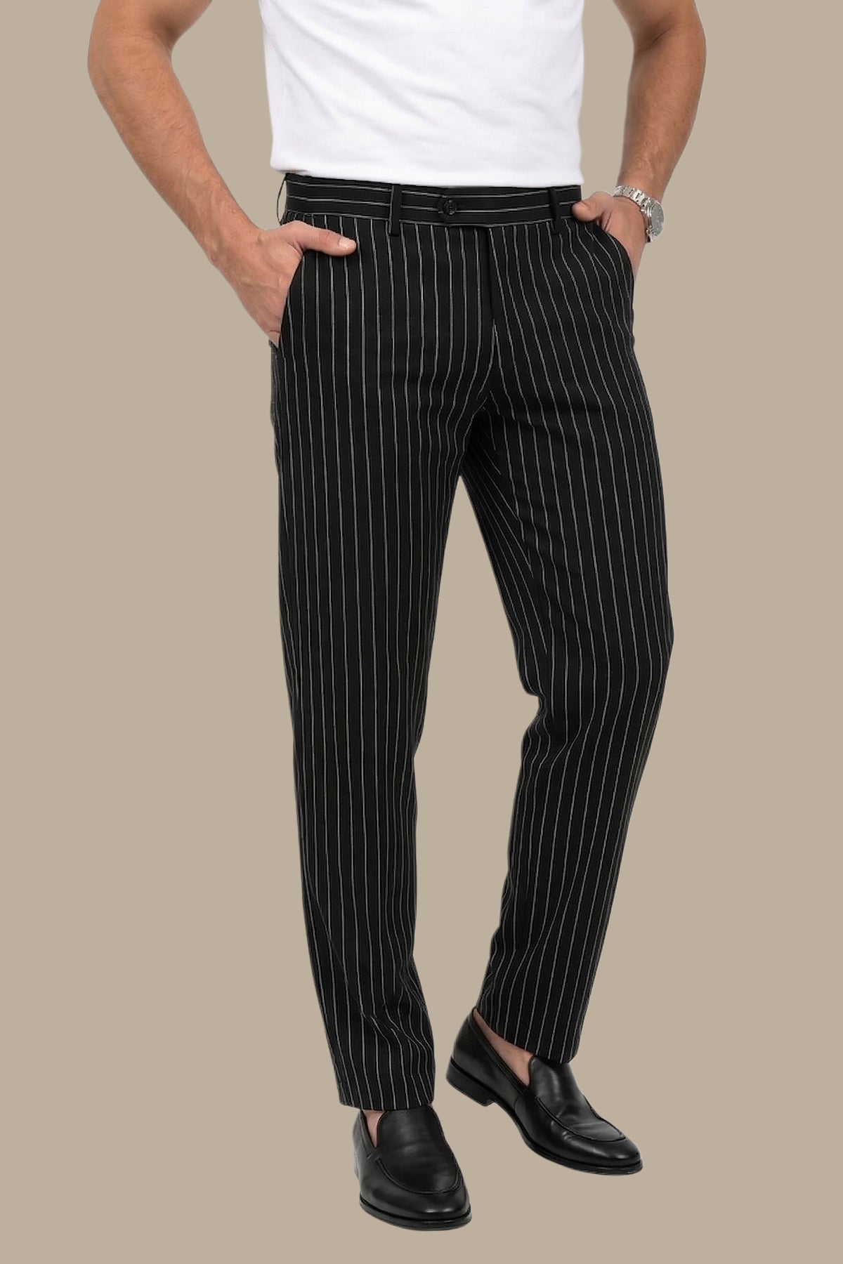 Slim Fit Striped Fashion Trousers