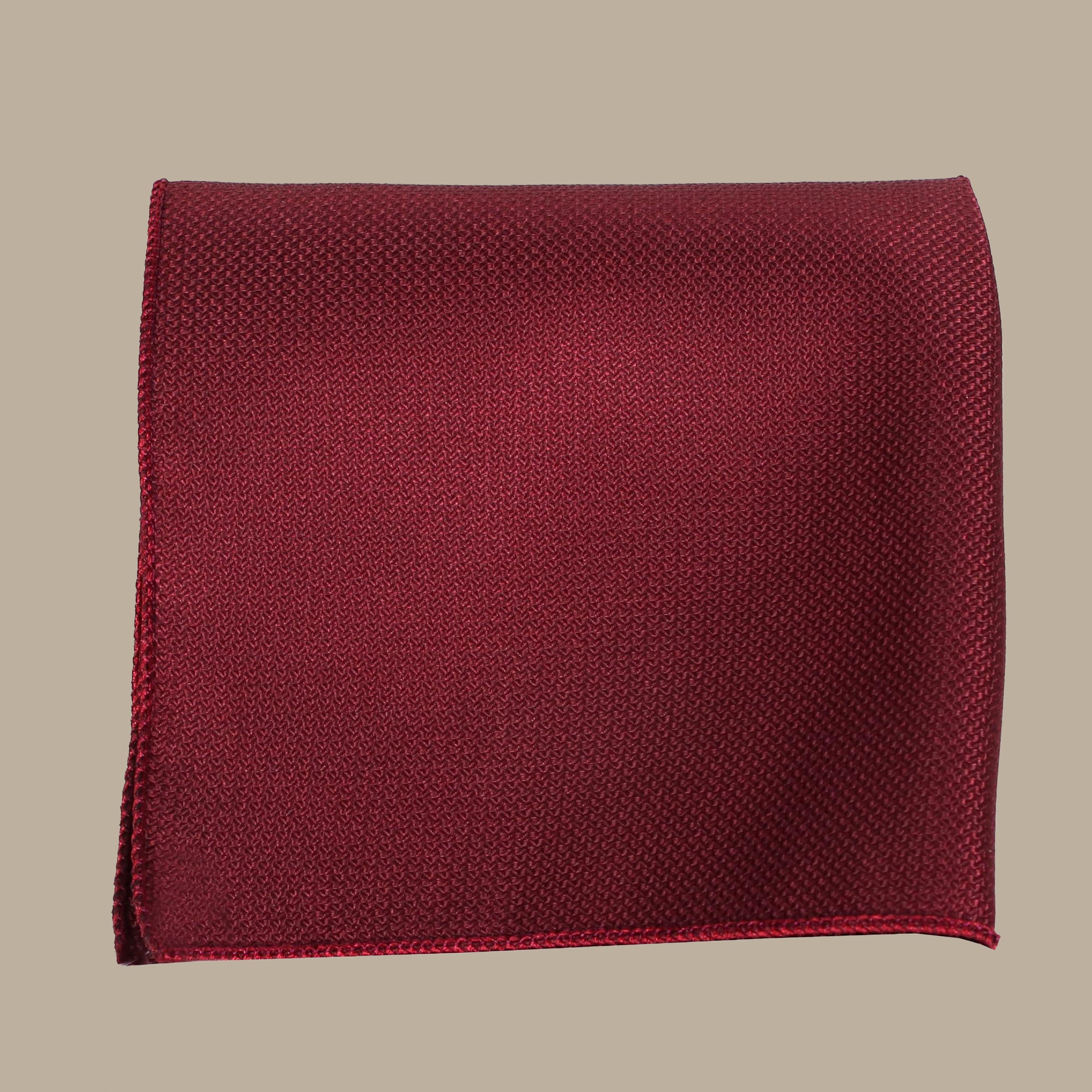 Burgundy Structured Plain Pocket Square