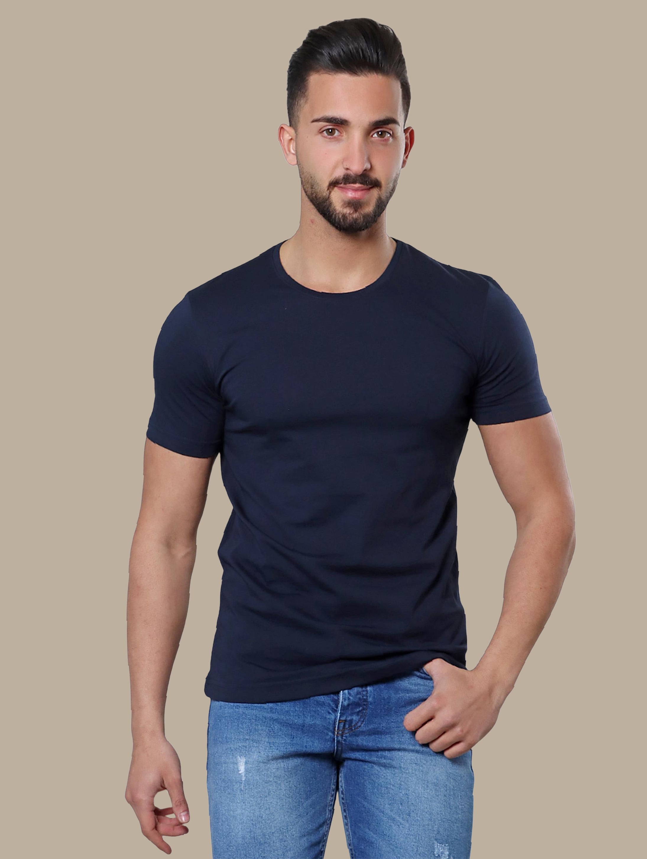 Navy Basic R-Neck T-Shirt: Essential Comfort