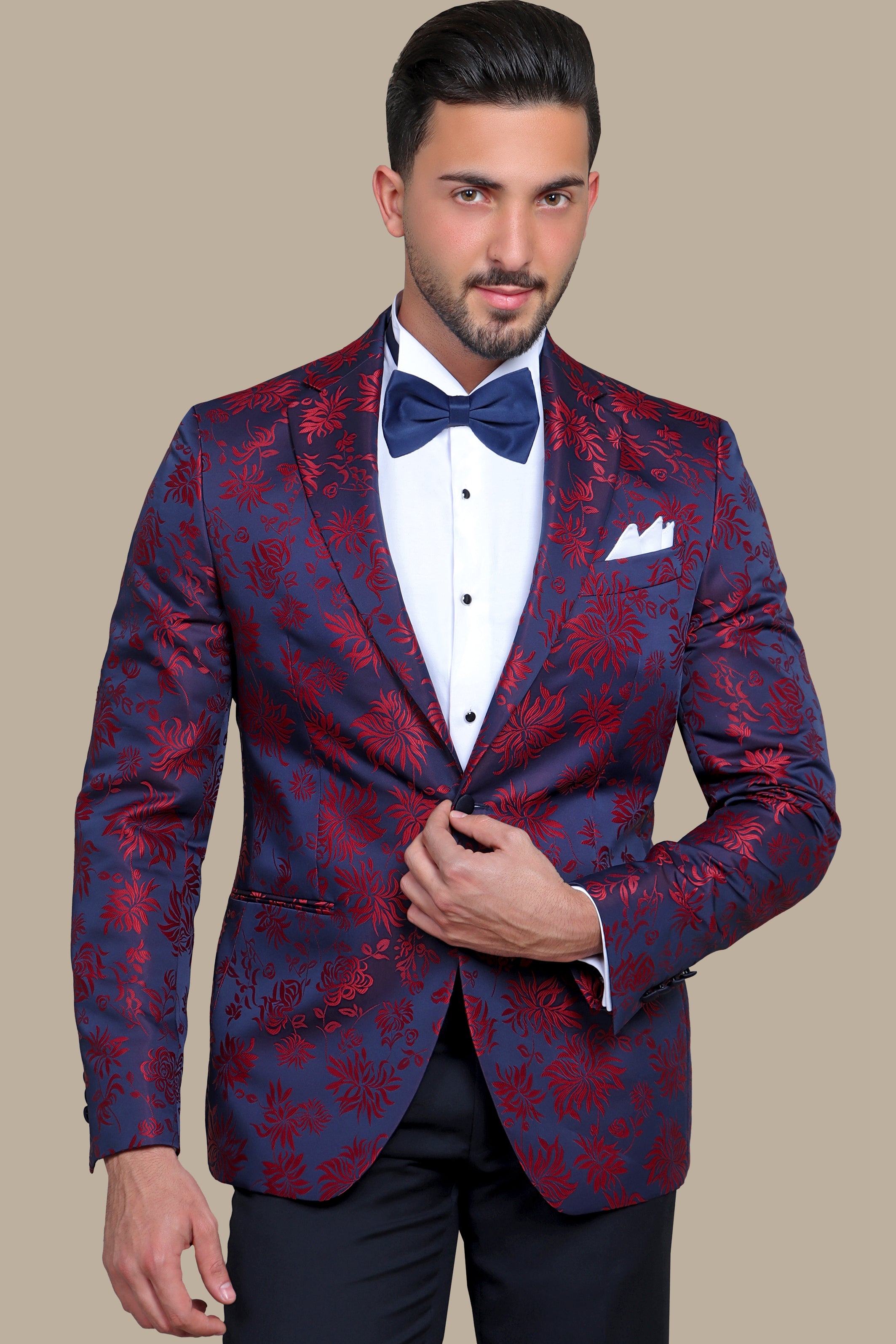 Crimson Petals: Blazer FV Special Jacquard Collection