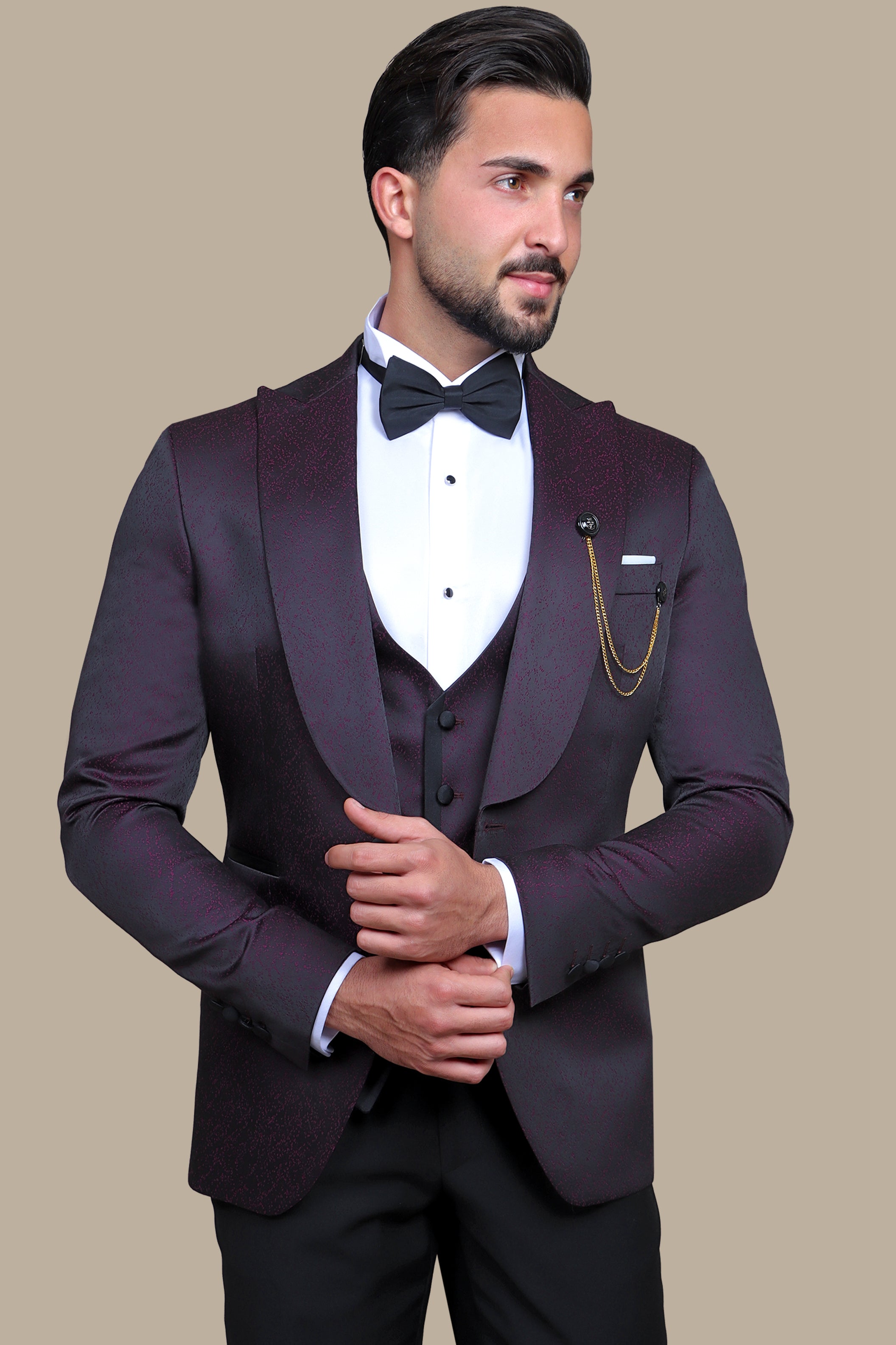 Purple 3-Piece Tuxedo with FV Pattern