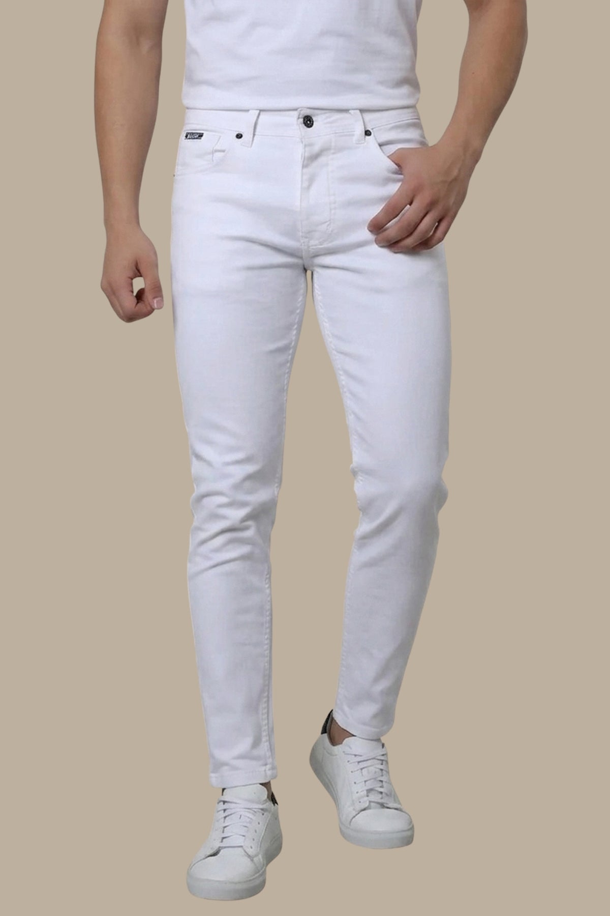 White Basic Slim Fit Jeans