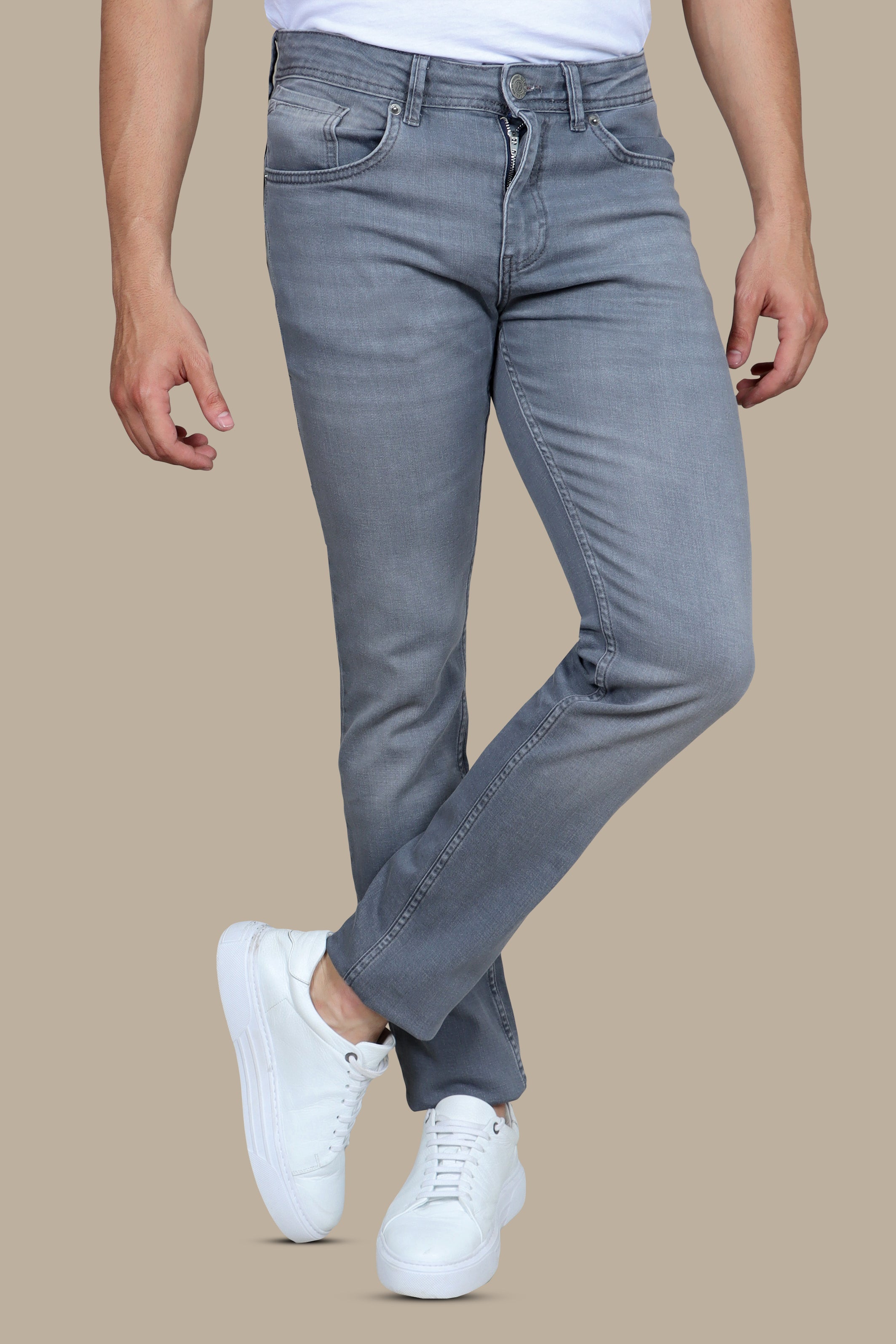 Urban Slate: Grey Basic Slim Fit Jeans