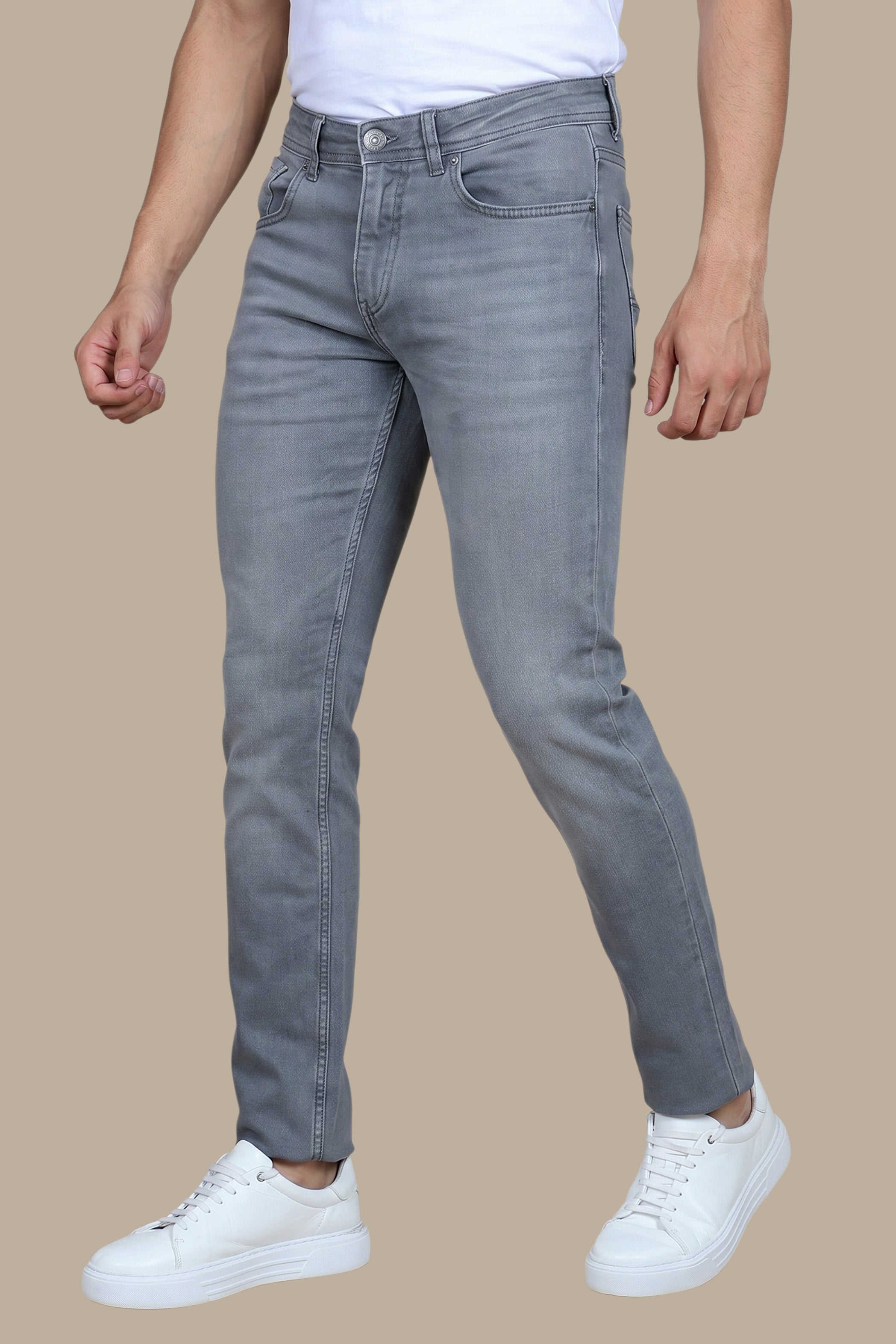 Urban Slate: Grey Basic Slim Fit Jeans