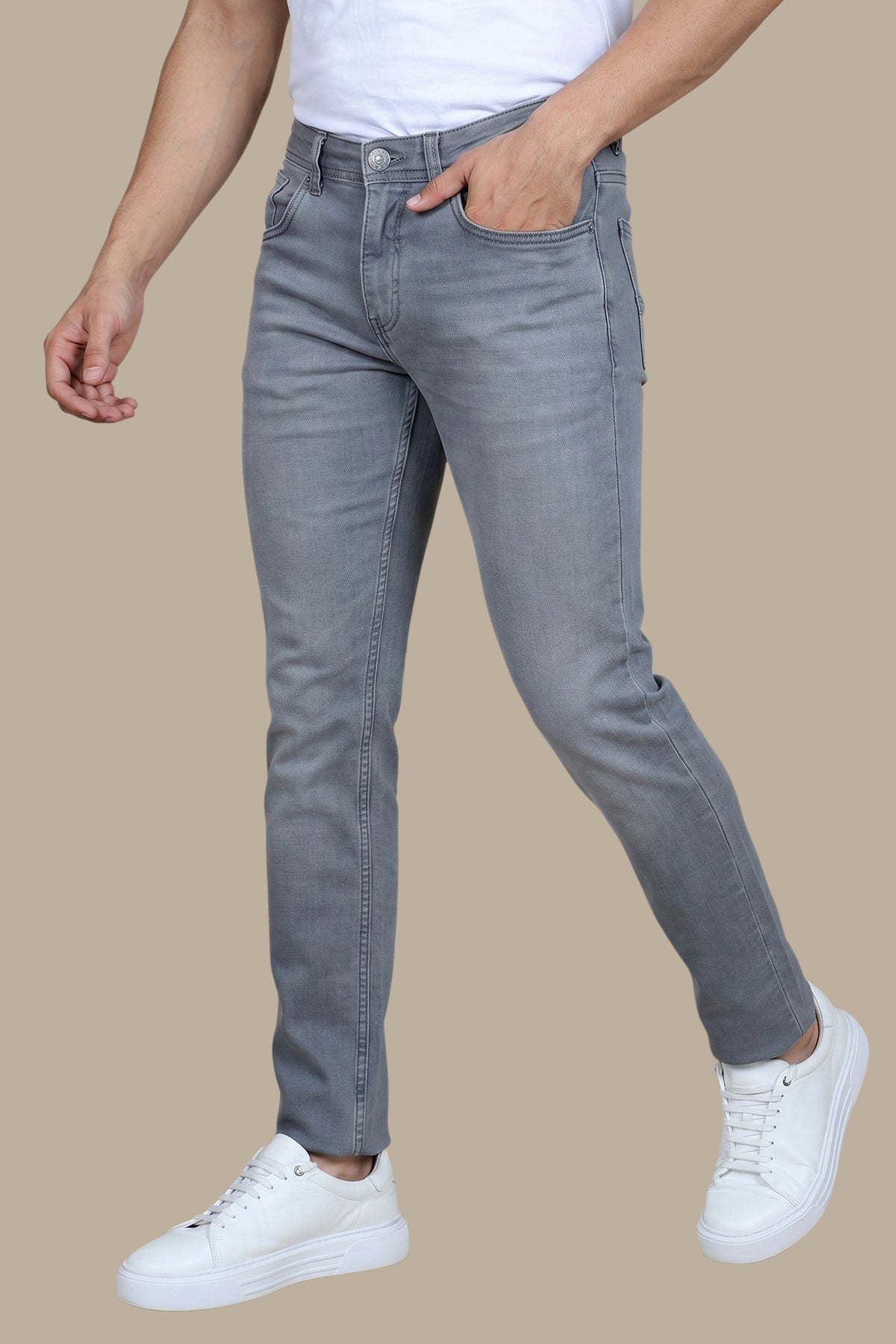 Urban Slate: Grey Basic Slim Fit Jeans