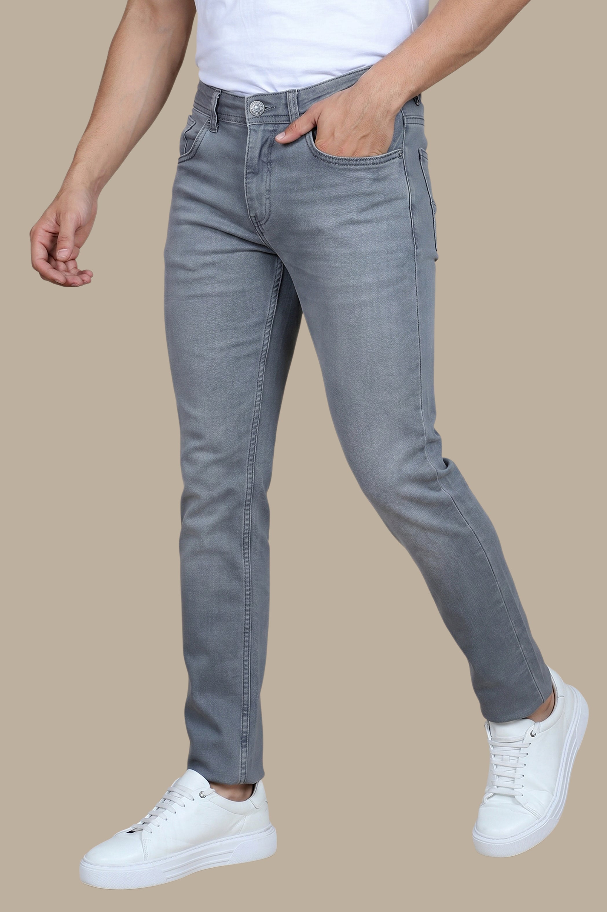 Urban Slate: Grey Basic Slim Fit Jeans