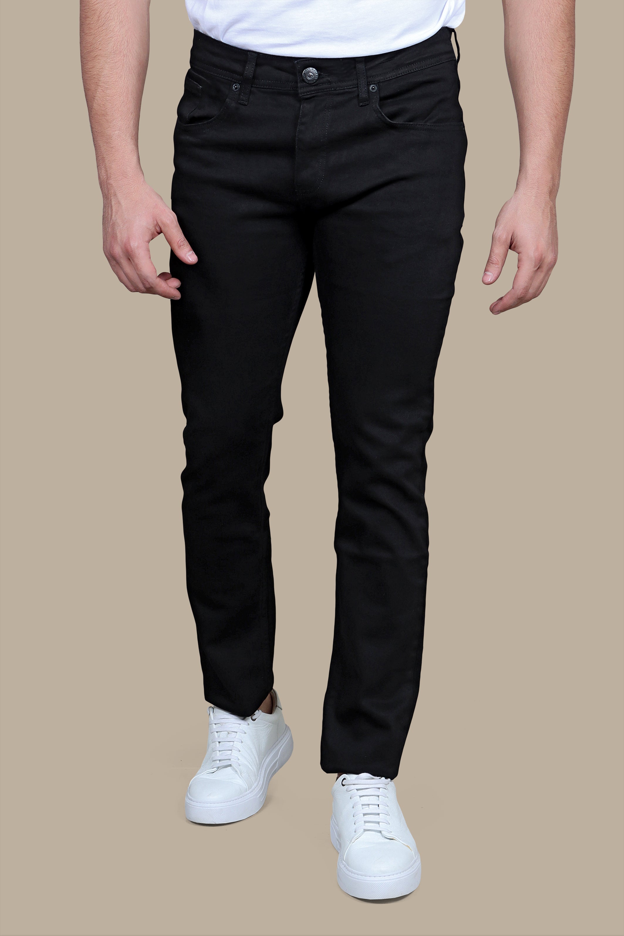 Midnight Classic: Black Basic Slim Fit Jeans