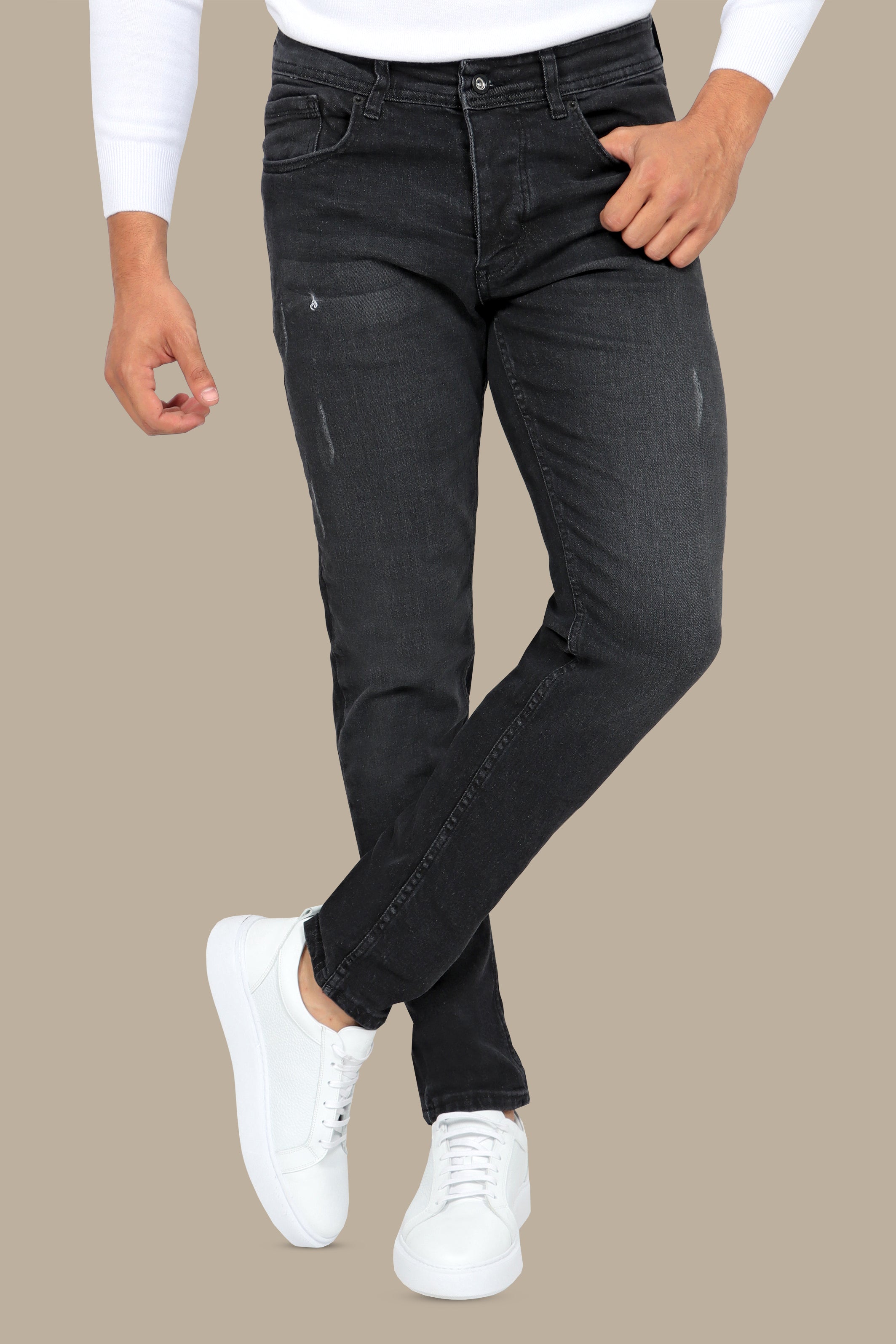 Jet Black Slim Fit Tie-Dye Jeans