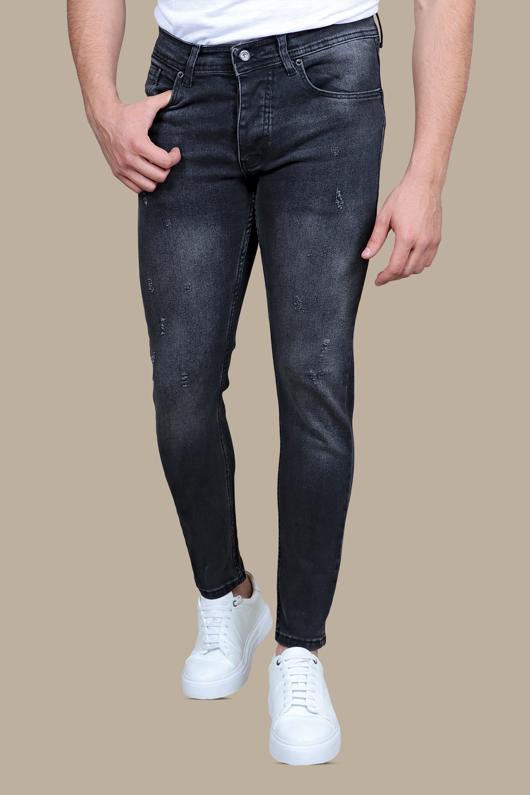 Jet Black Slim Fit Tie-Dye Jeans