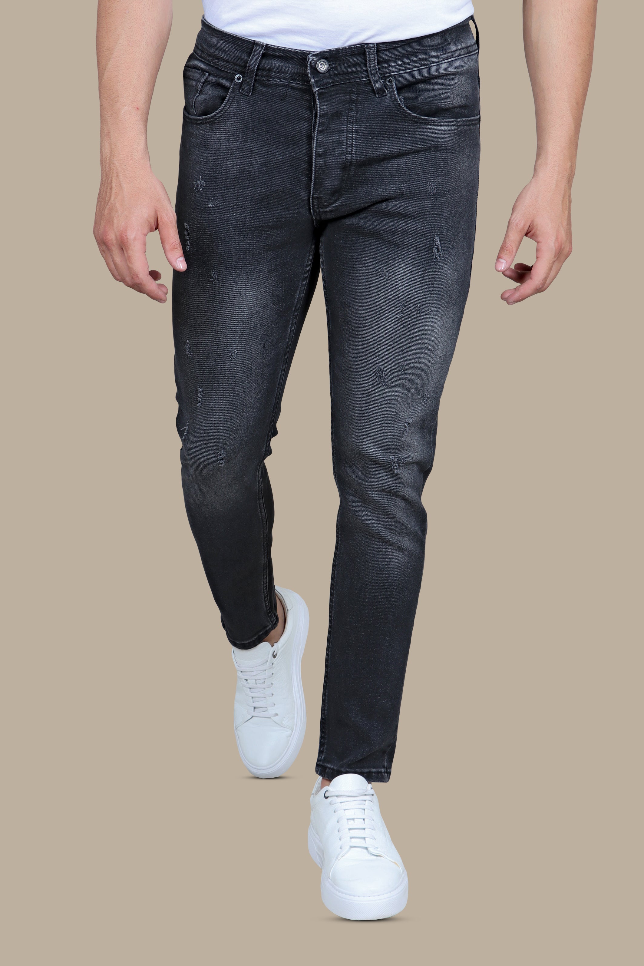 Jet Black Slim Fit Tie-Dye Jeans