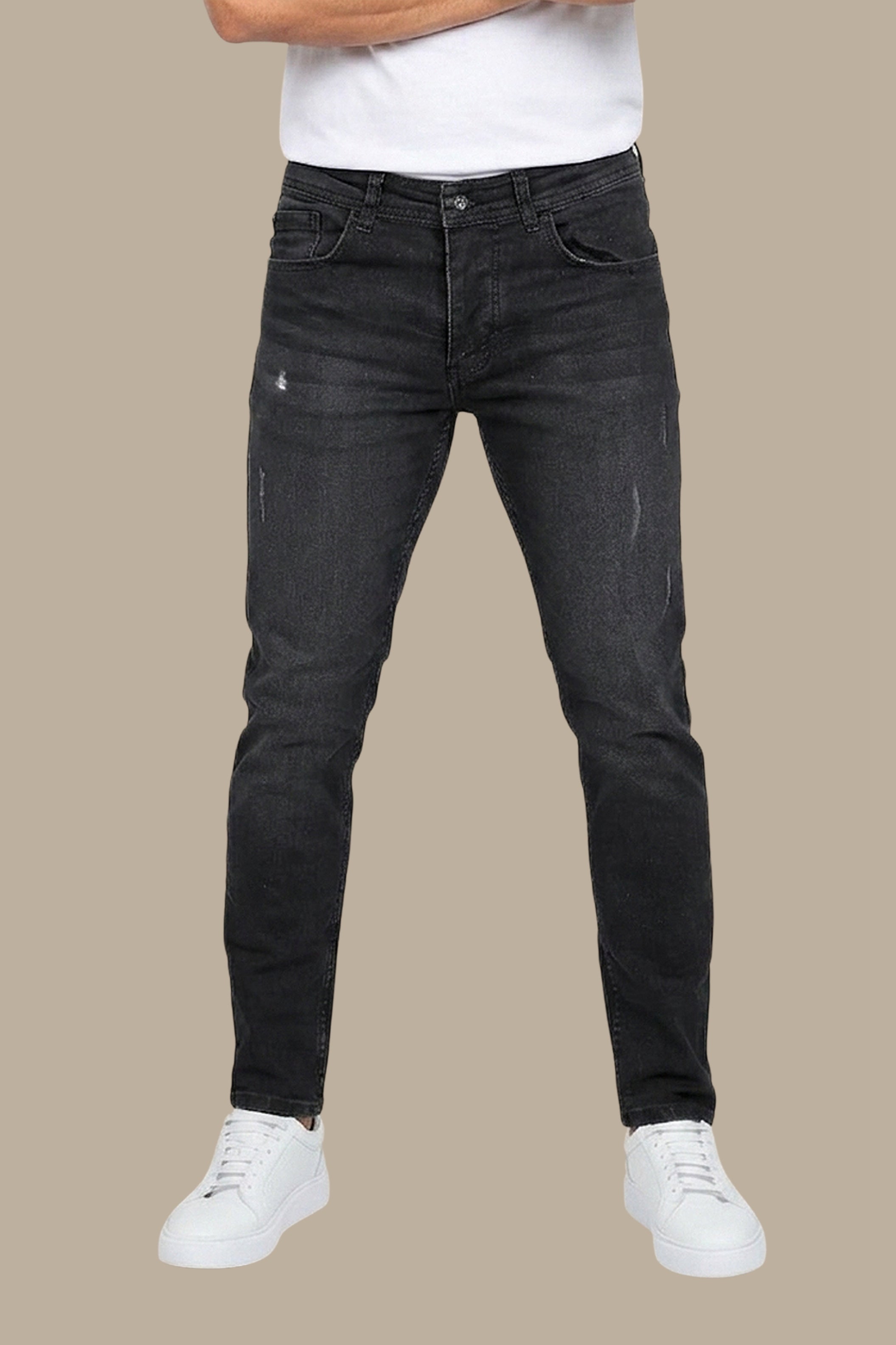 Jet Black Slim Fit Tie-Dye Jeans
