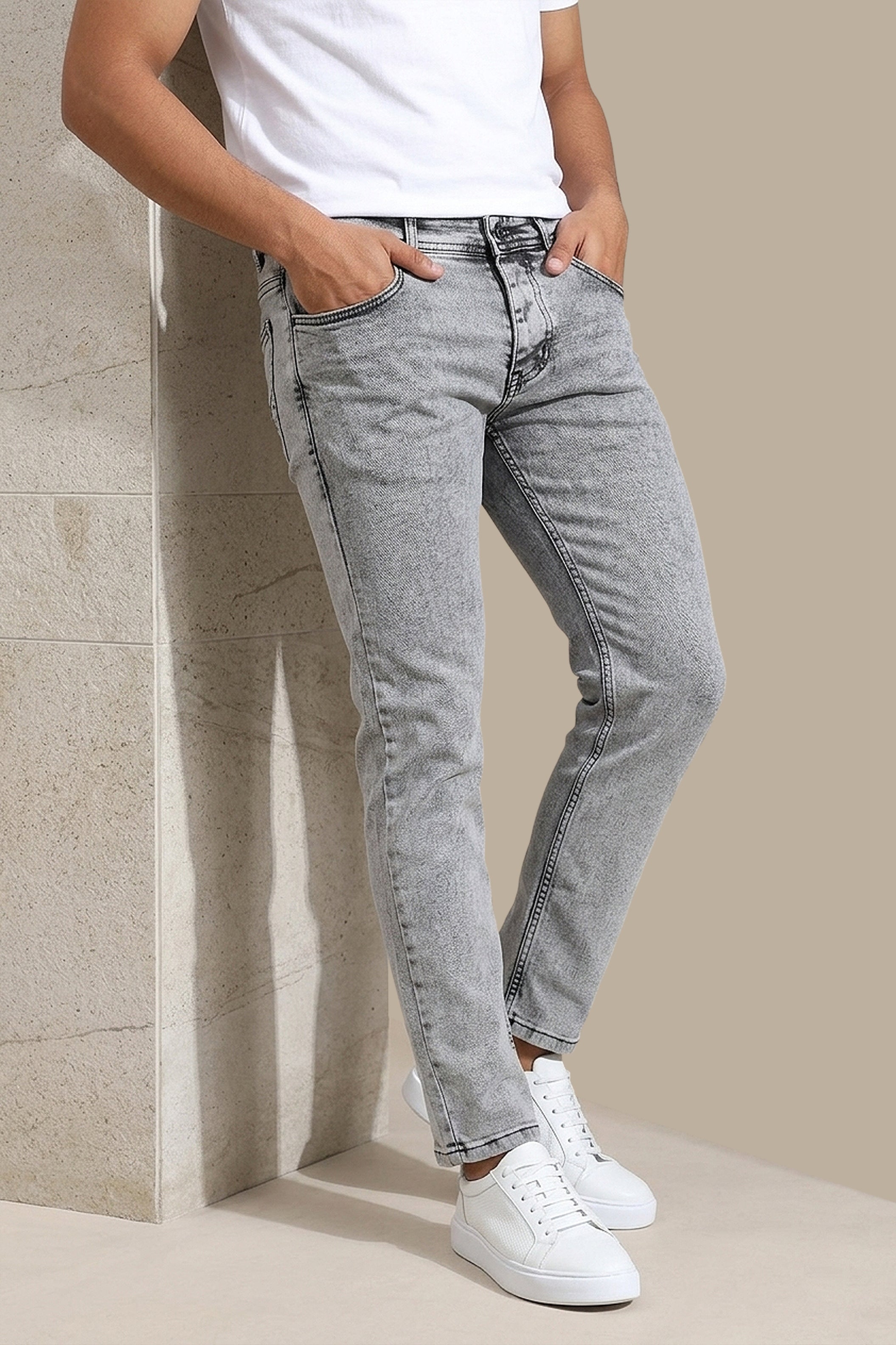 Jeans Délavé Slim Fit Grey