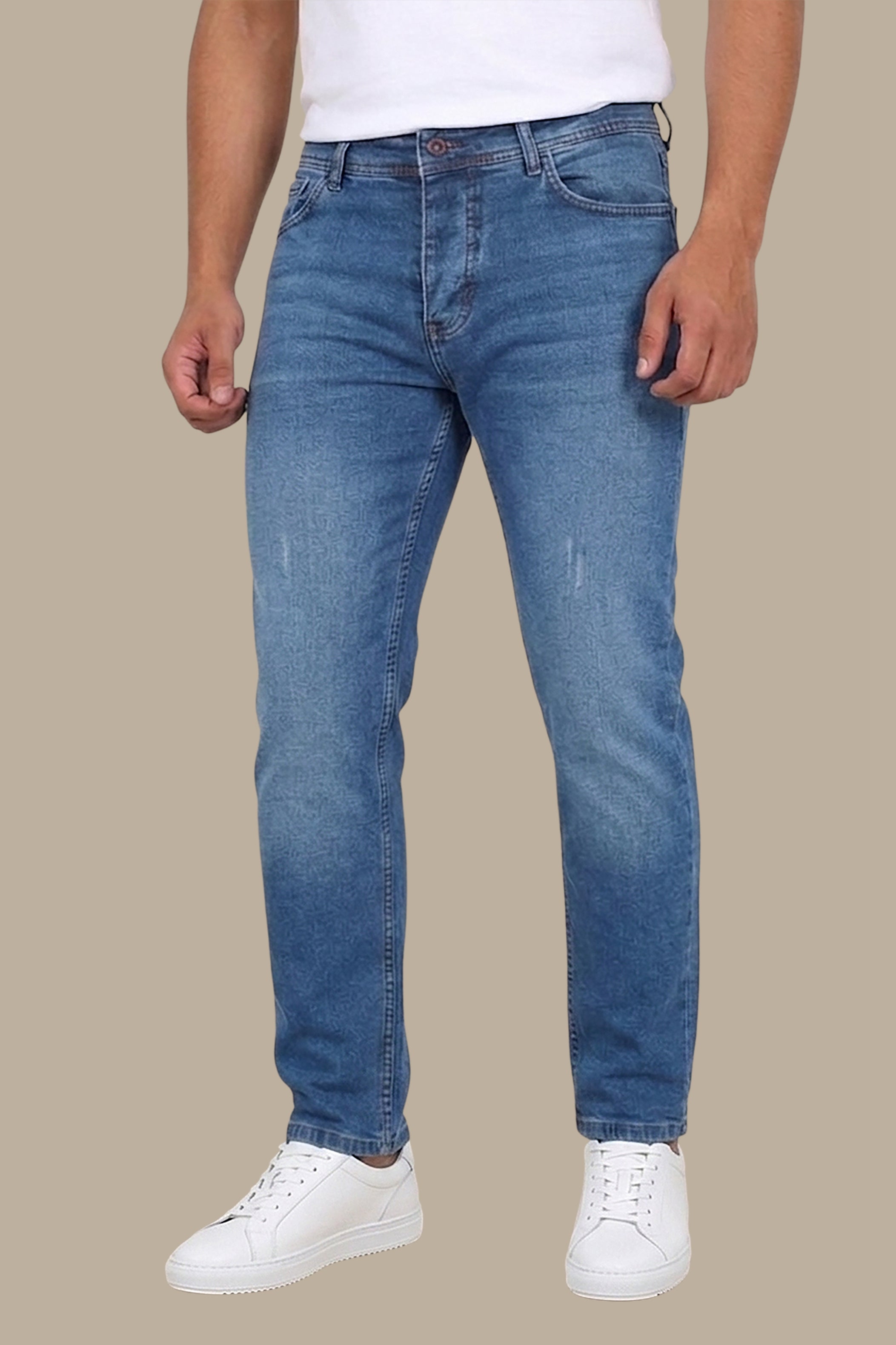 Washed Slim Fit Jeans in Light Blue