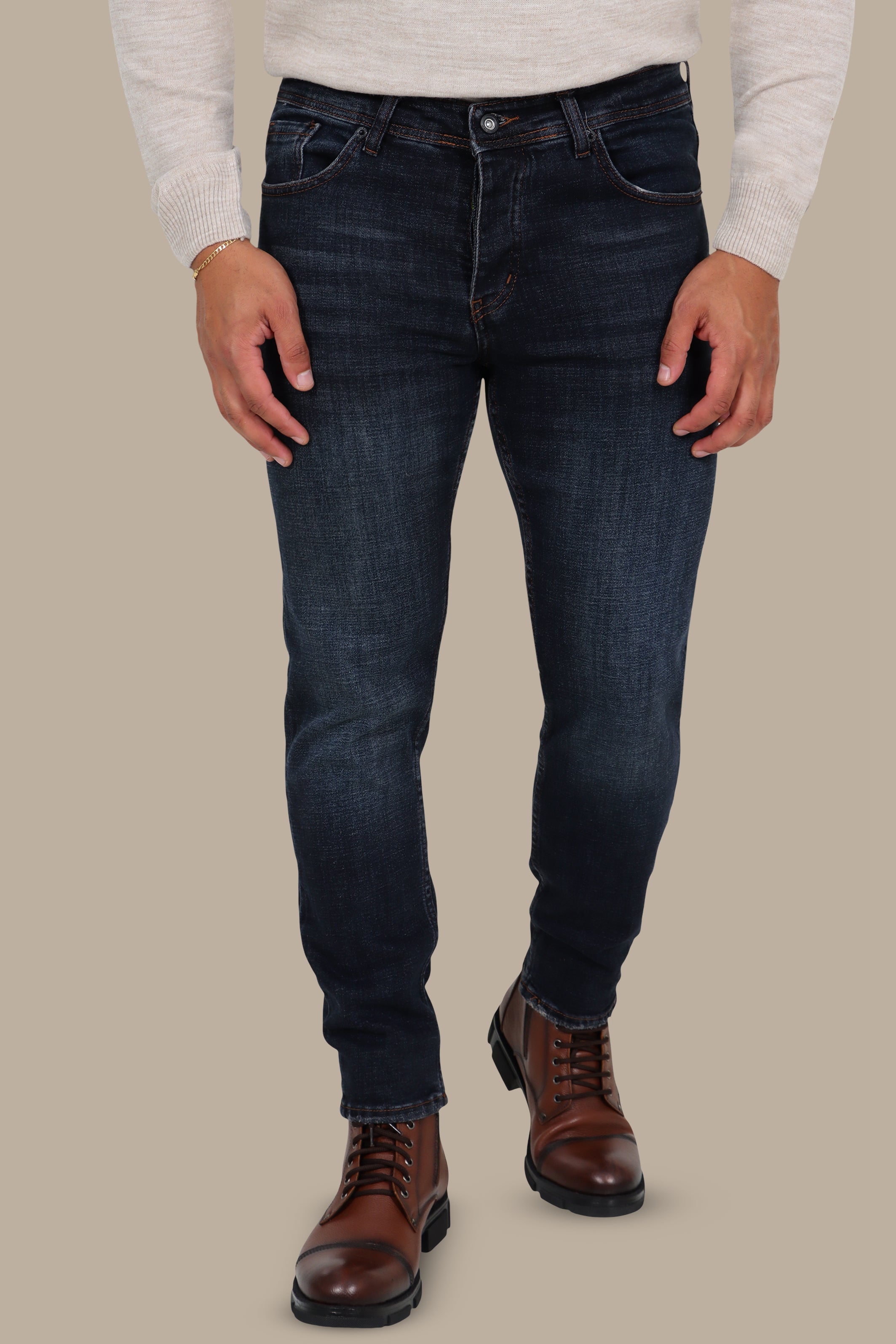 Dark Navy Tie-Dye Slim Jeans