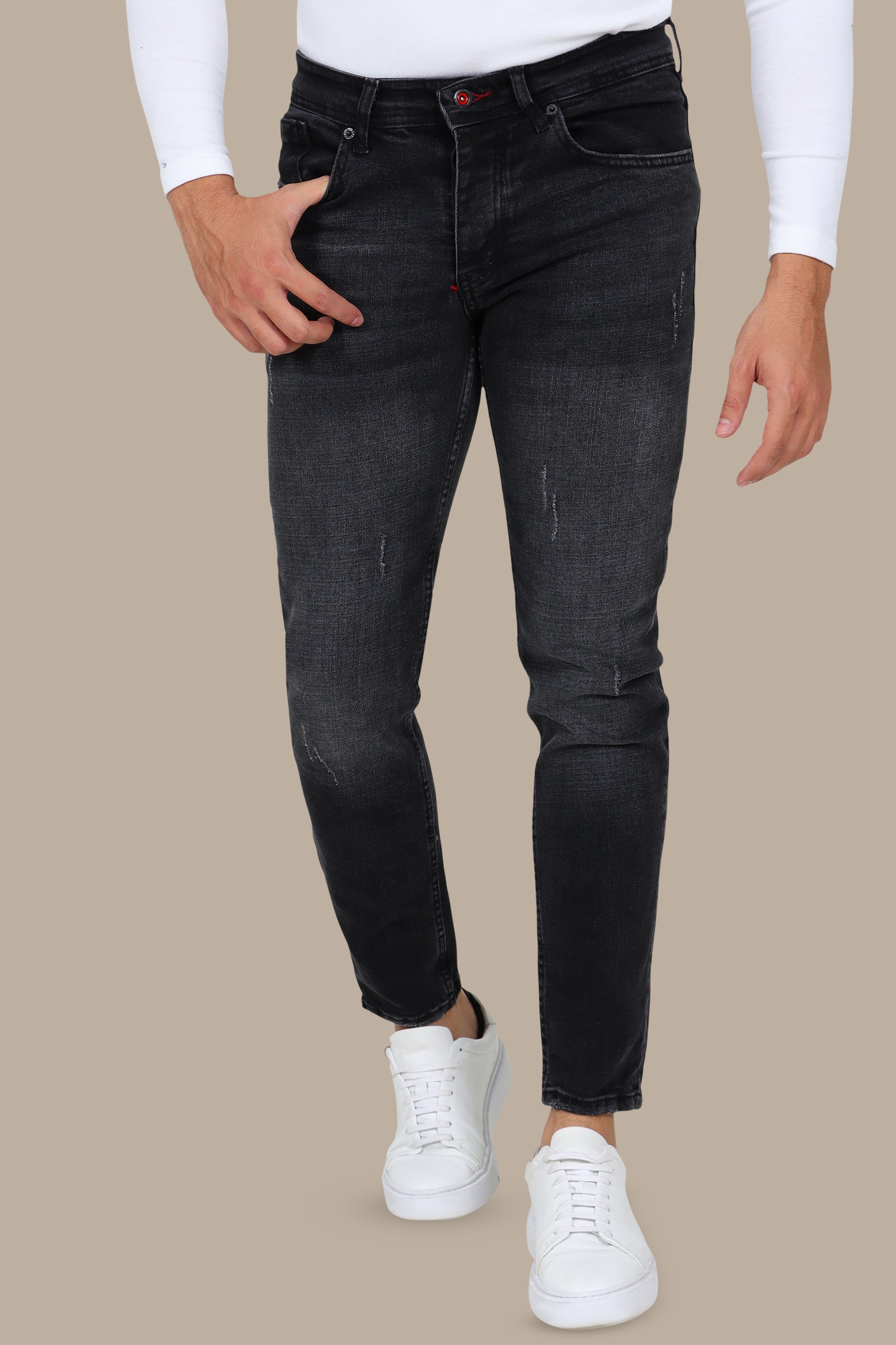 Black Tie-Dye Slim-Fit Jeans