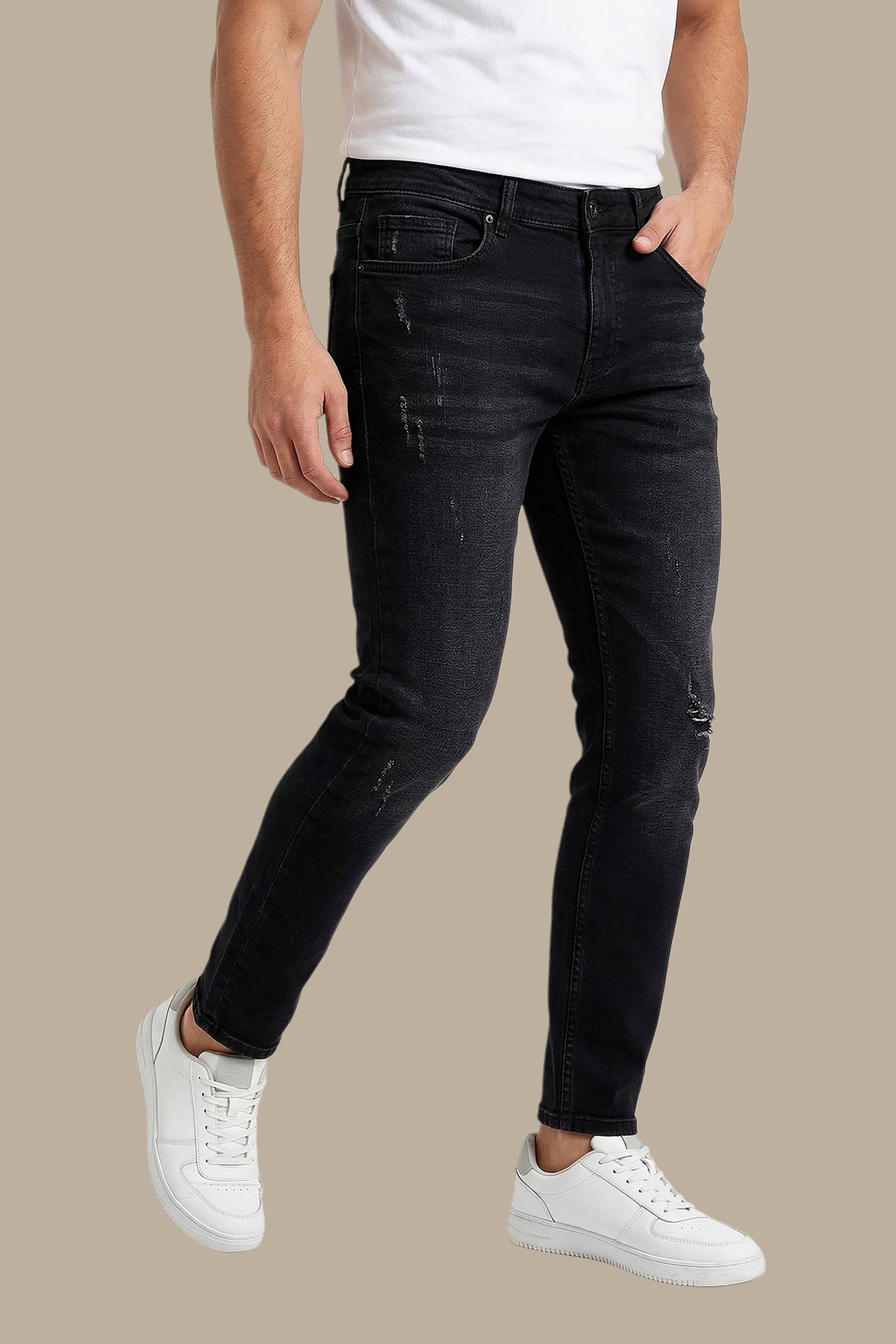 Black Tie-Dye Slim-Fit Jeans