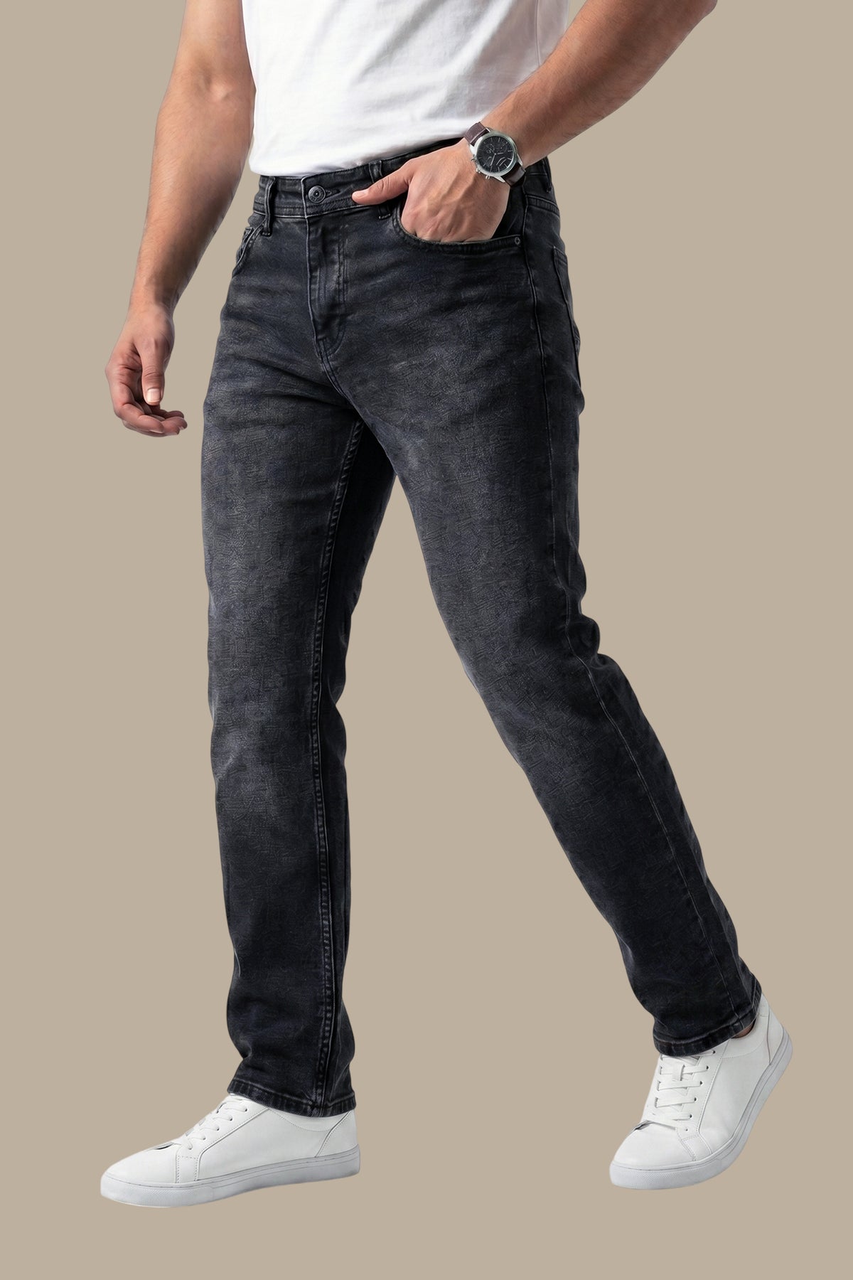Black Tie-Dye Slim Fit Jeans