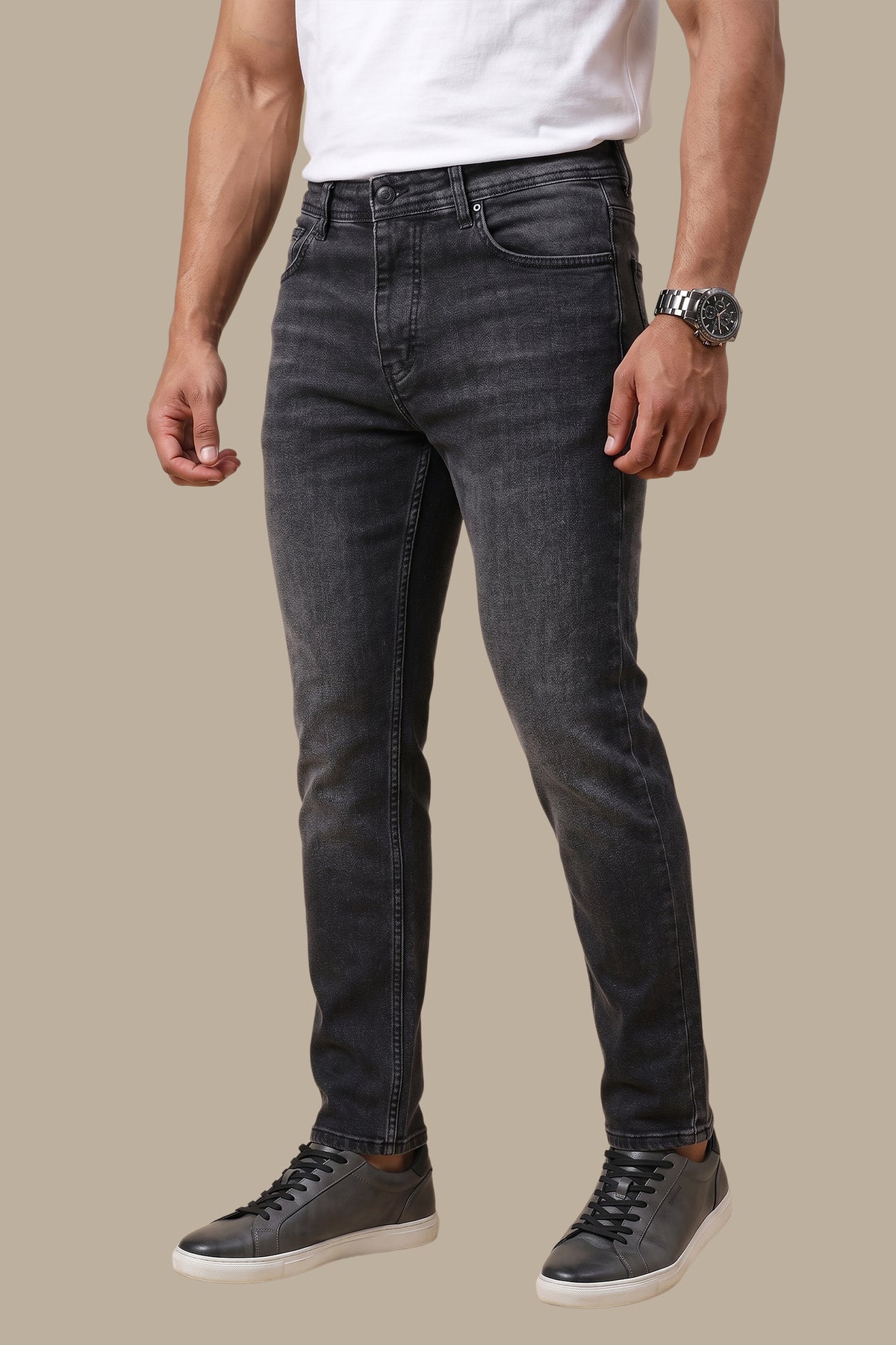 Tie-Dye Semi Regular Jeans in Dark Grey