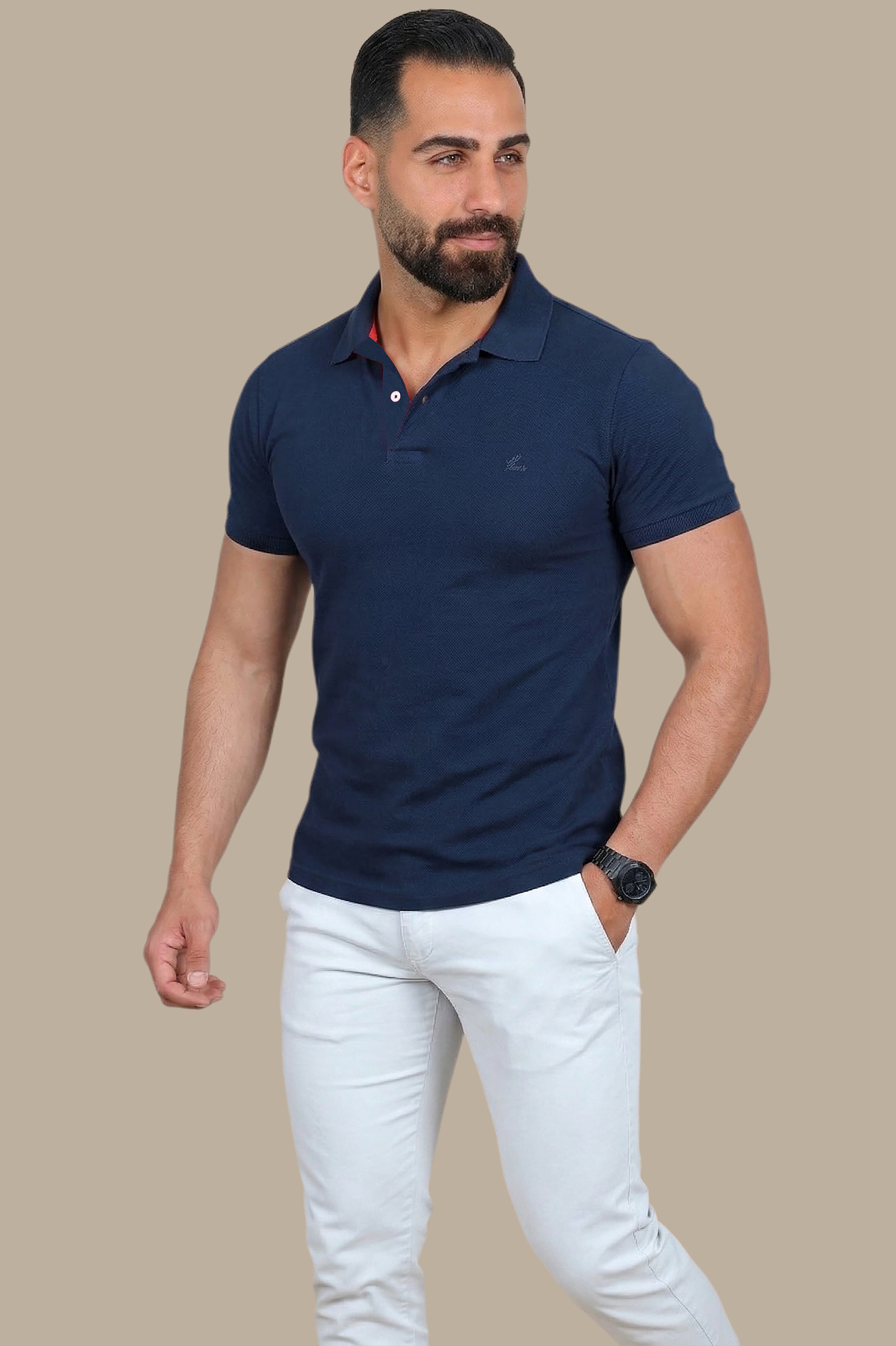 Navy Basic Piqué Polo