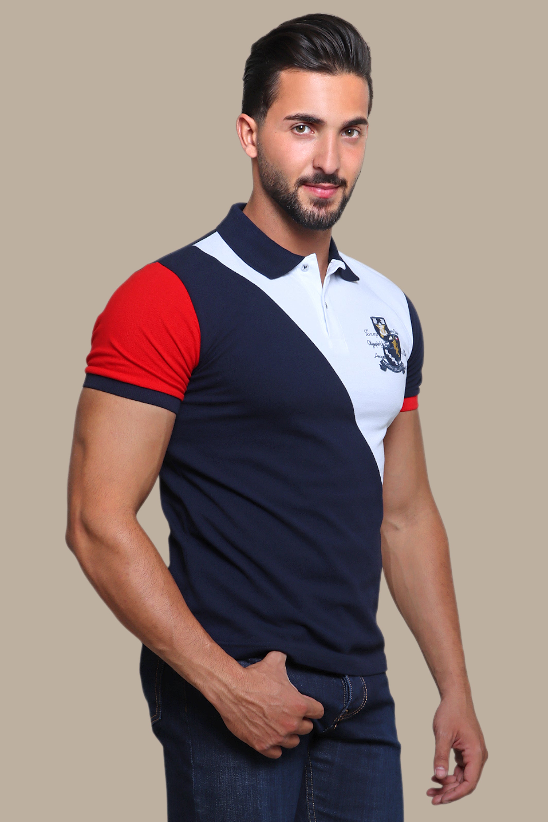 White Polo with Patch Detail