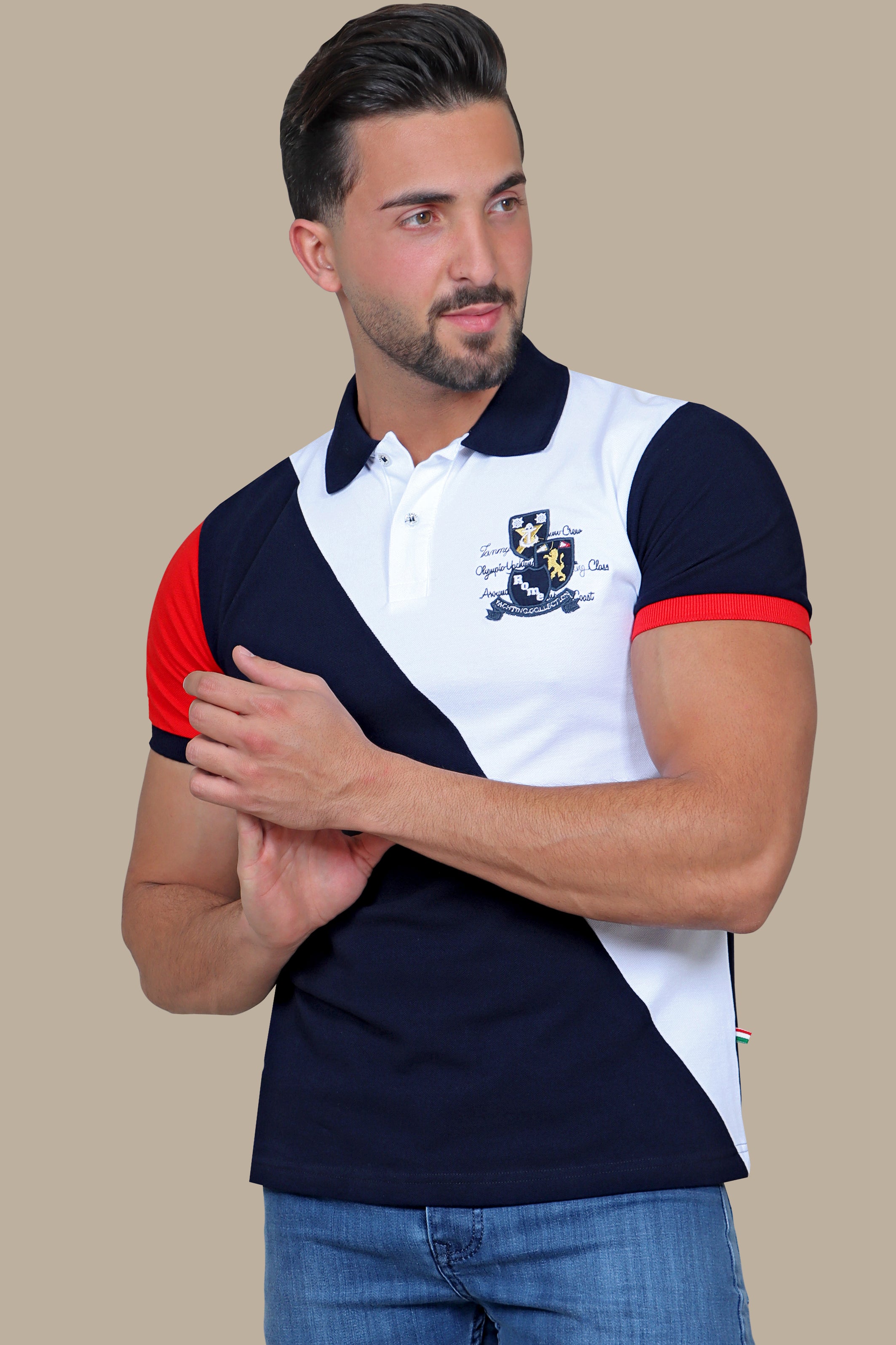 White Polo with Patch Detail