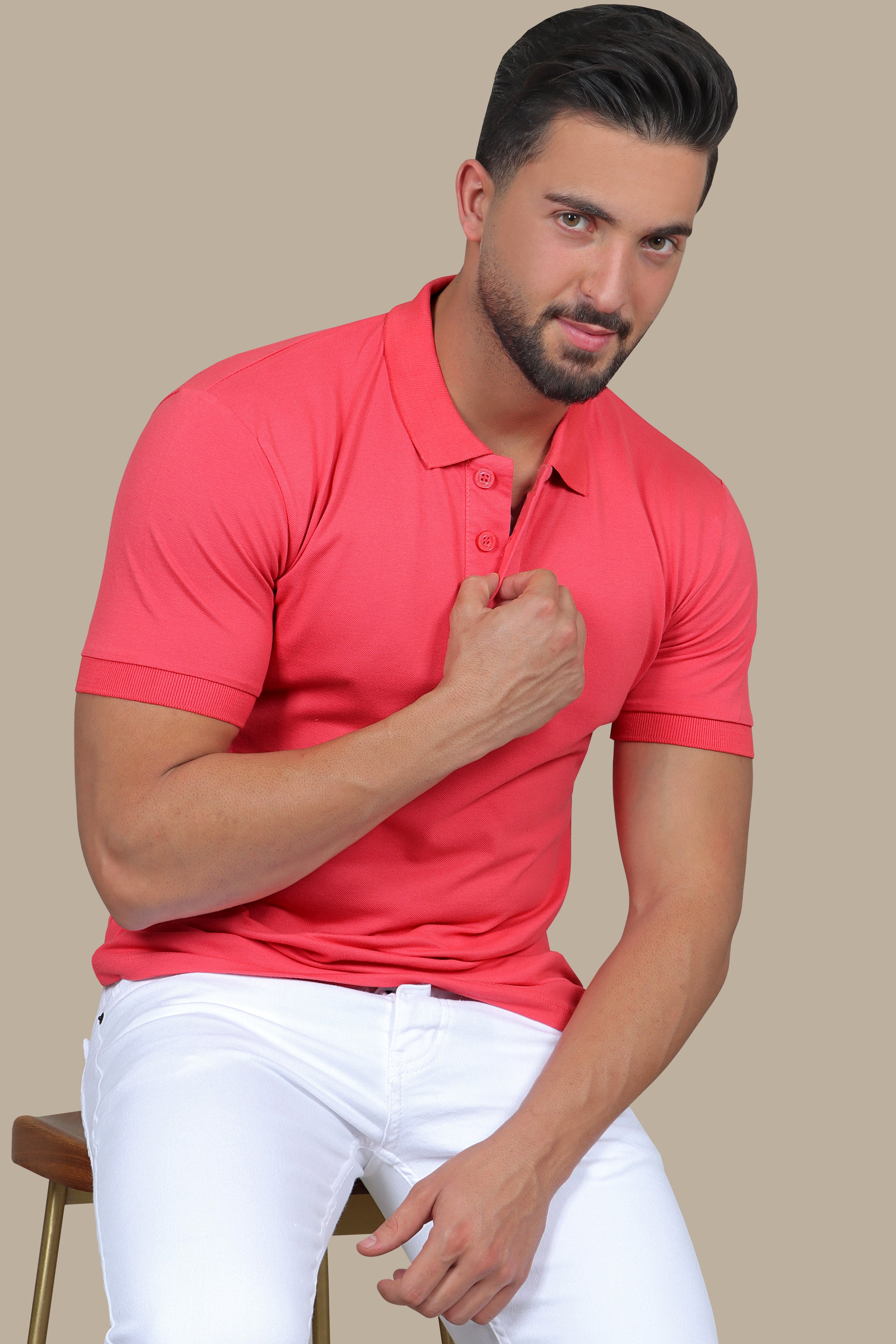 Coral Charm: Polo S/SL Basic Coral