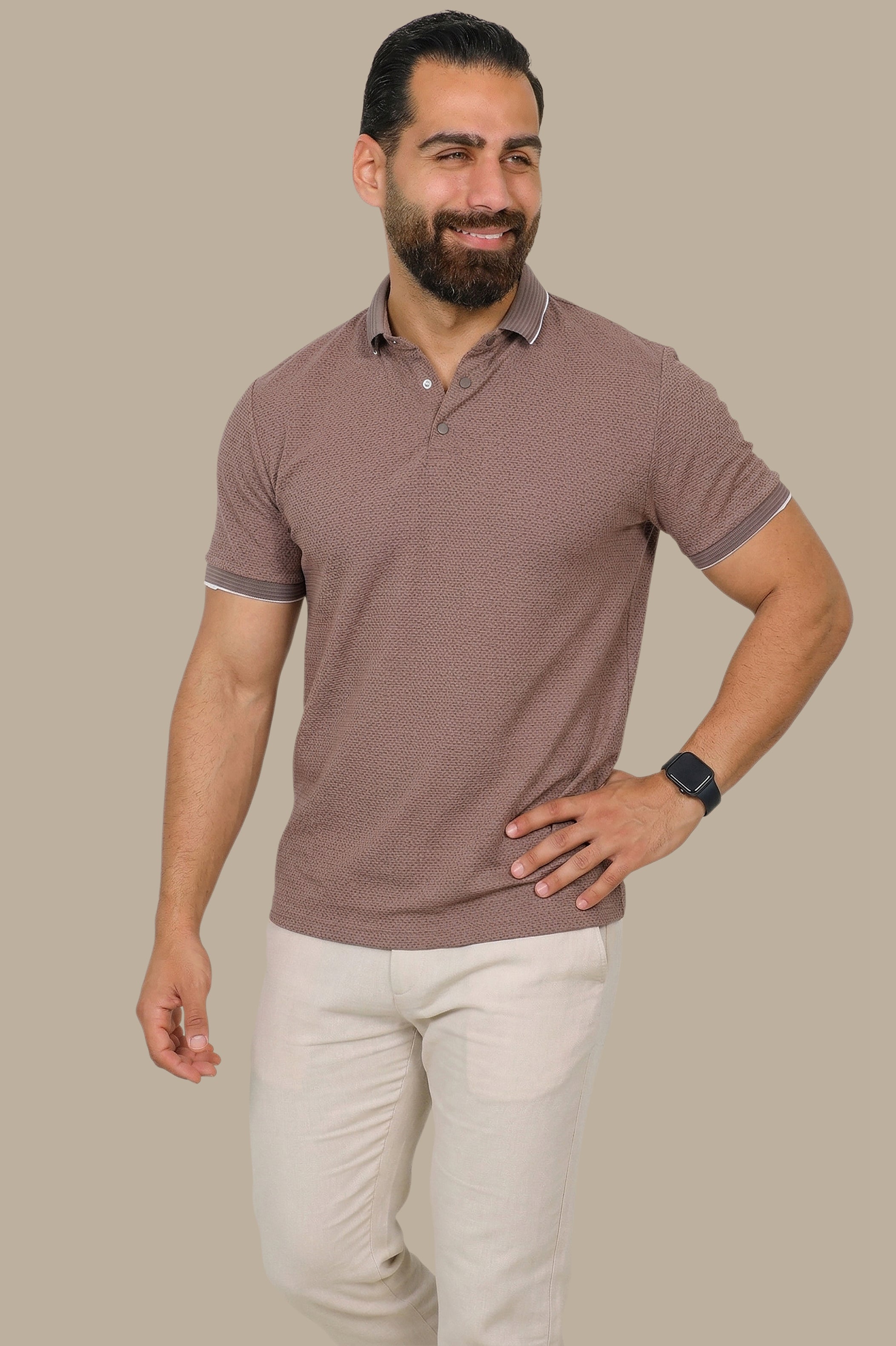 Mocha Short Sleeve Polo in Breathable Fabric