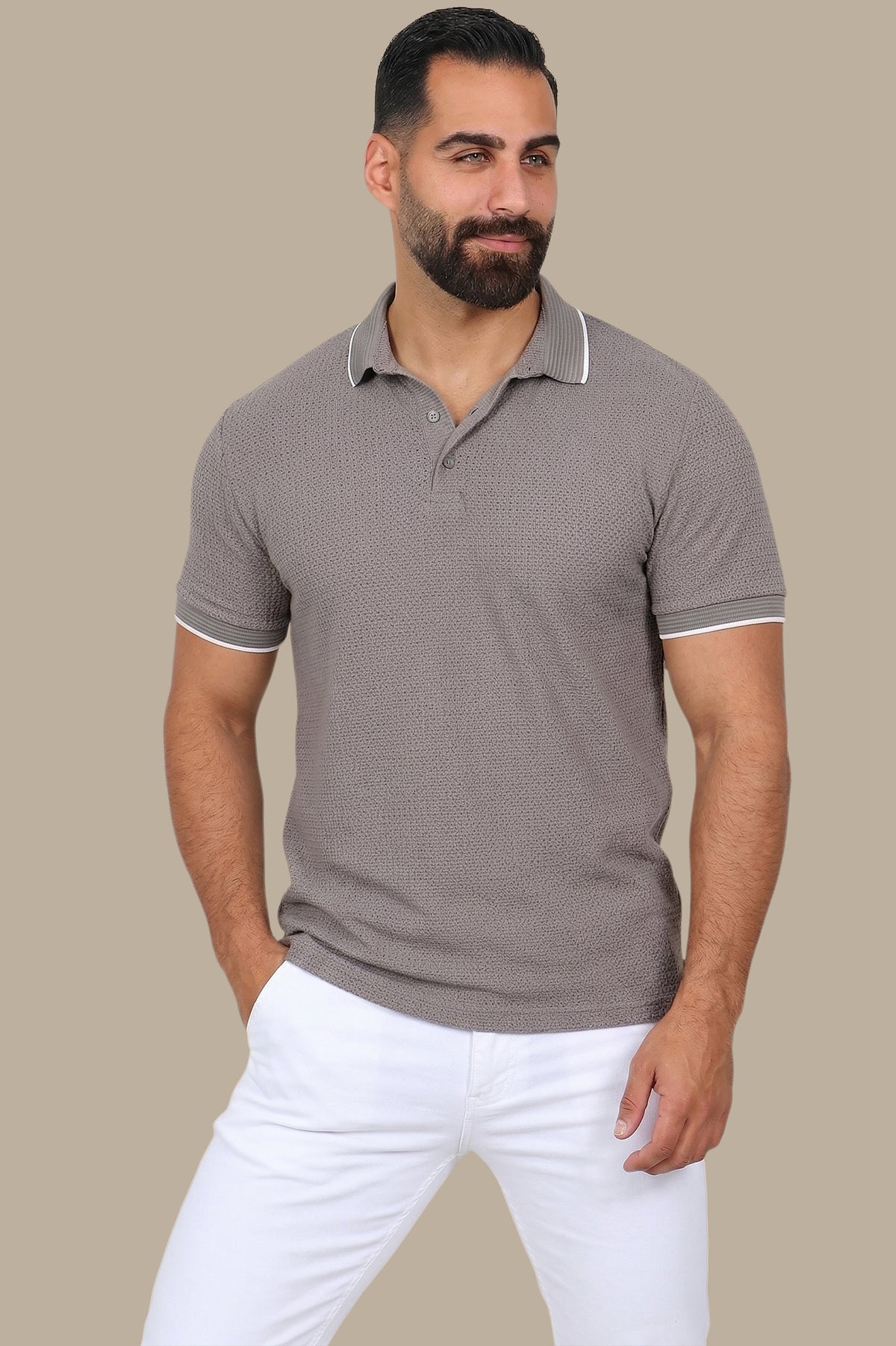 Olive Short-Sleeve Polo in Breathable Fabric