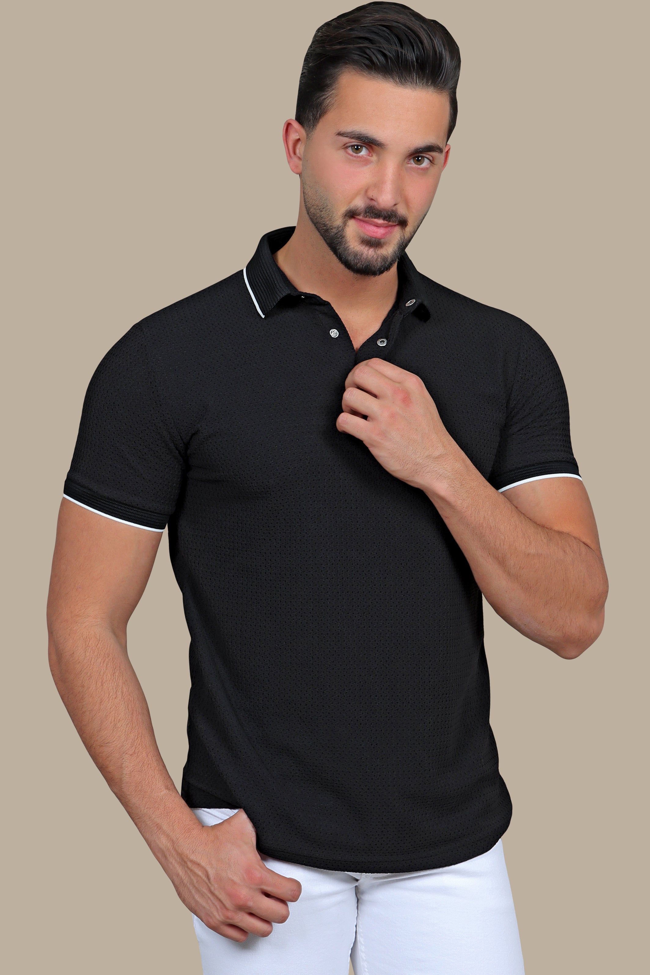 Black Breathable Polo: Short Sleeves