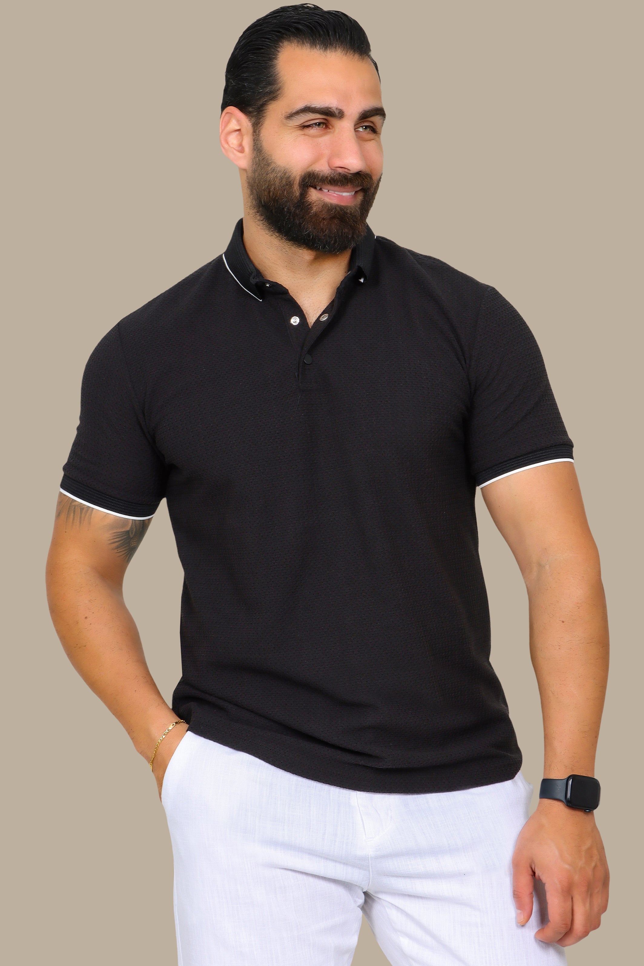 Black Breathable Polo: Short Sleeves