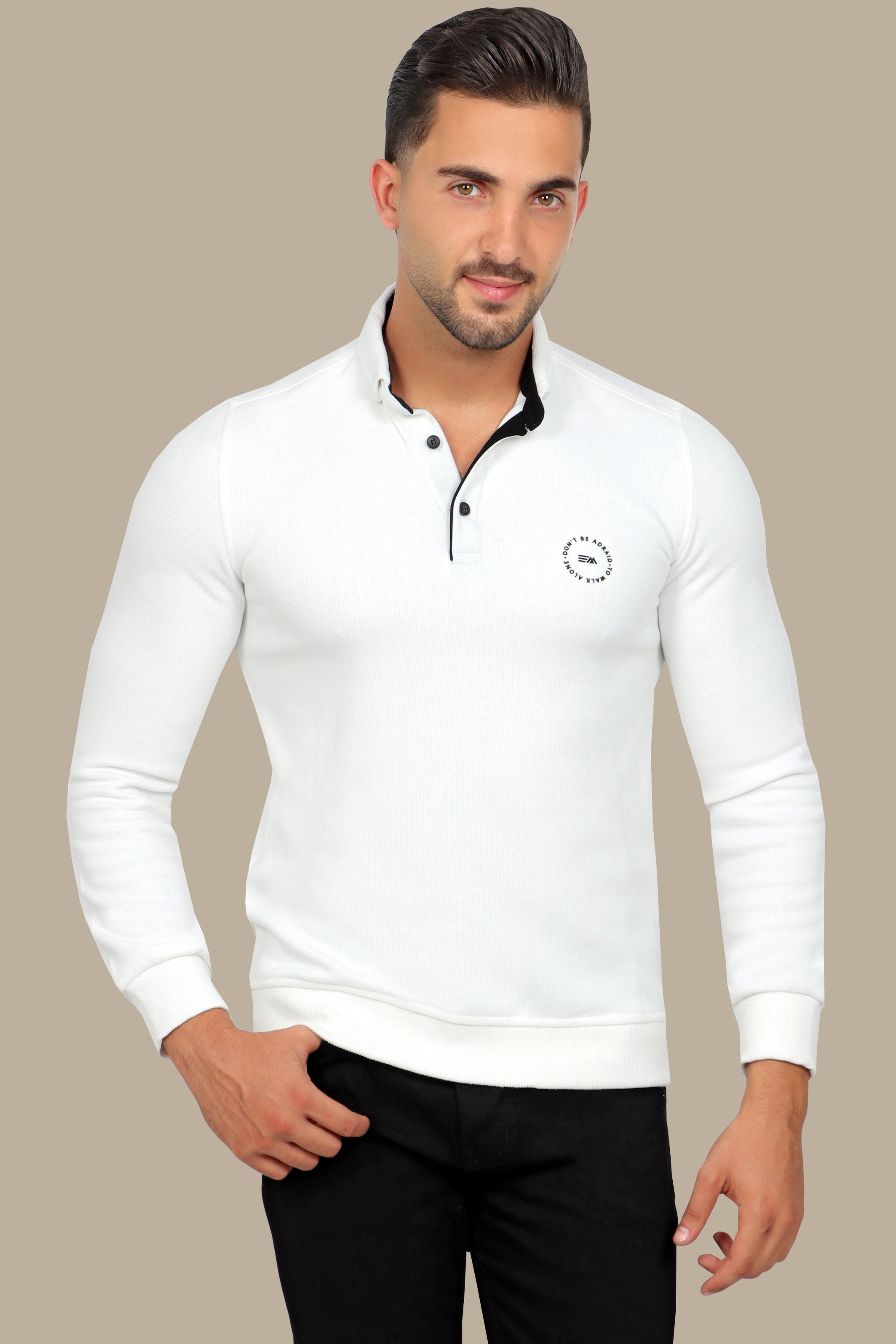 Sleek Elegance: White Velvet Polo