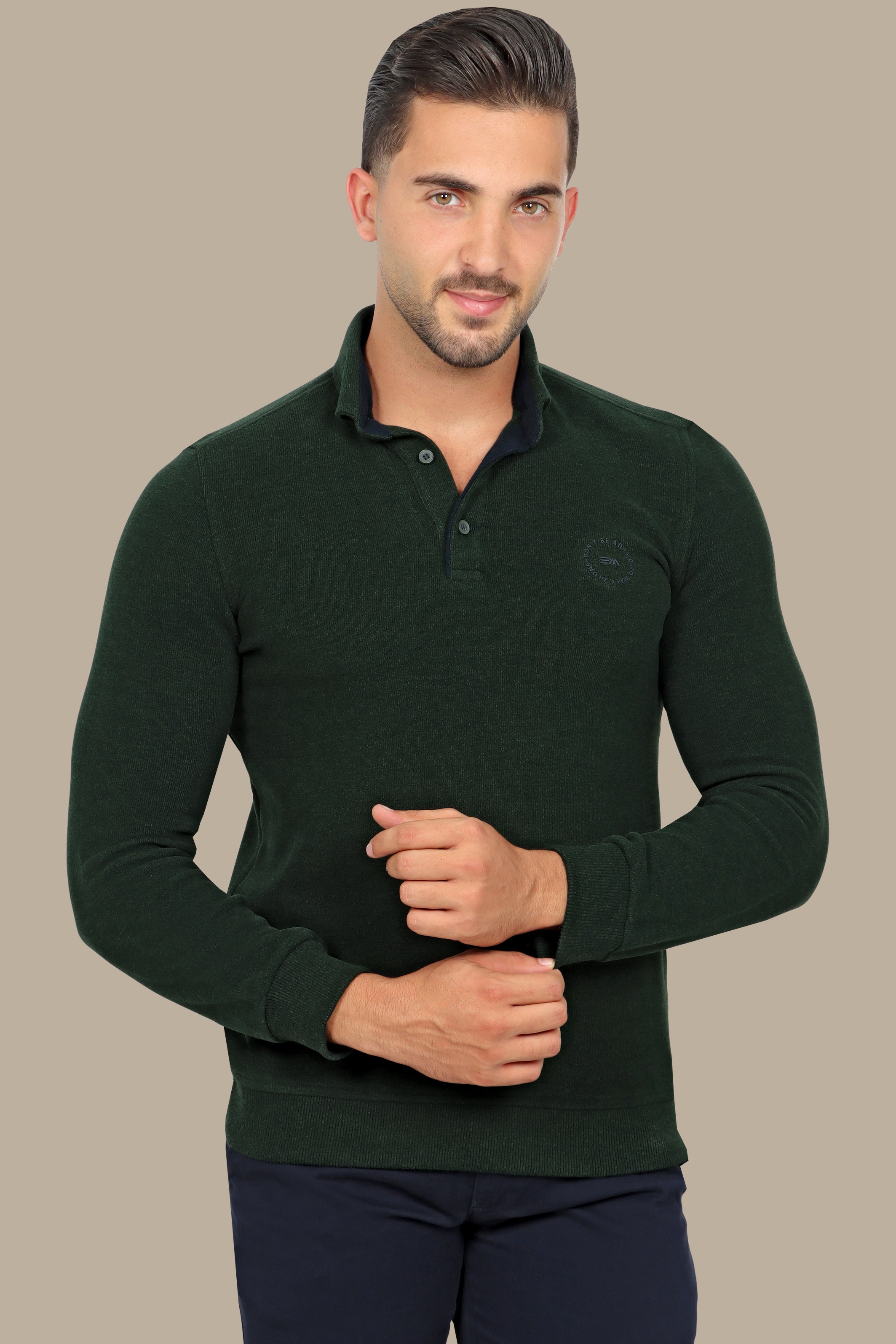 Sleek Elegance: Green Velvet Polo