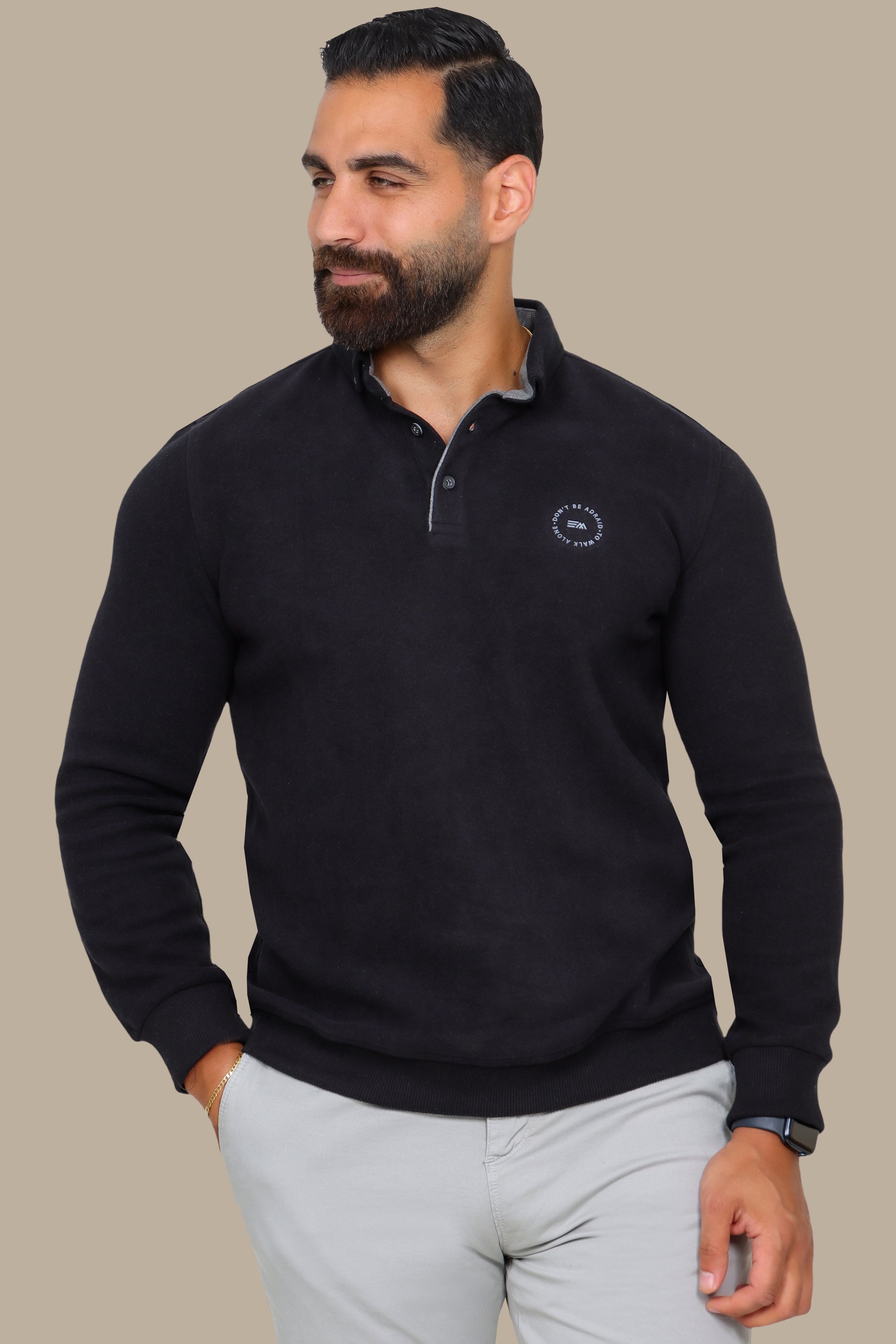 Sleek Elegance: Black Velvet Polo