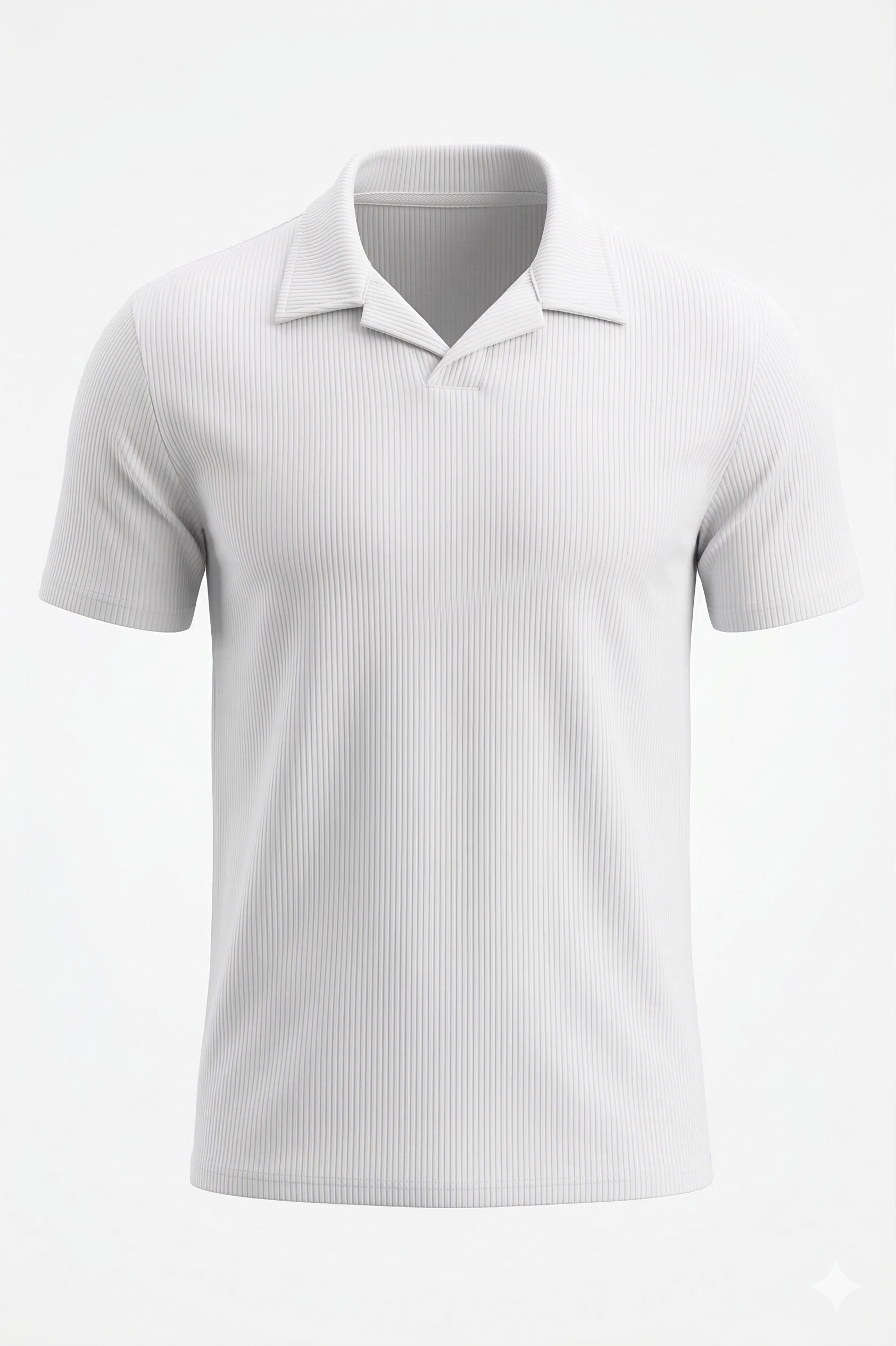 White Ribbed Lycra Polo Shirt